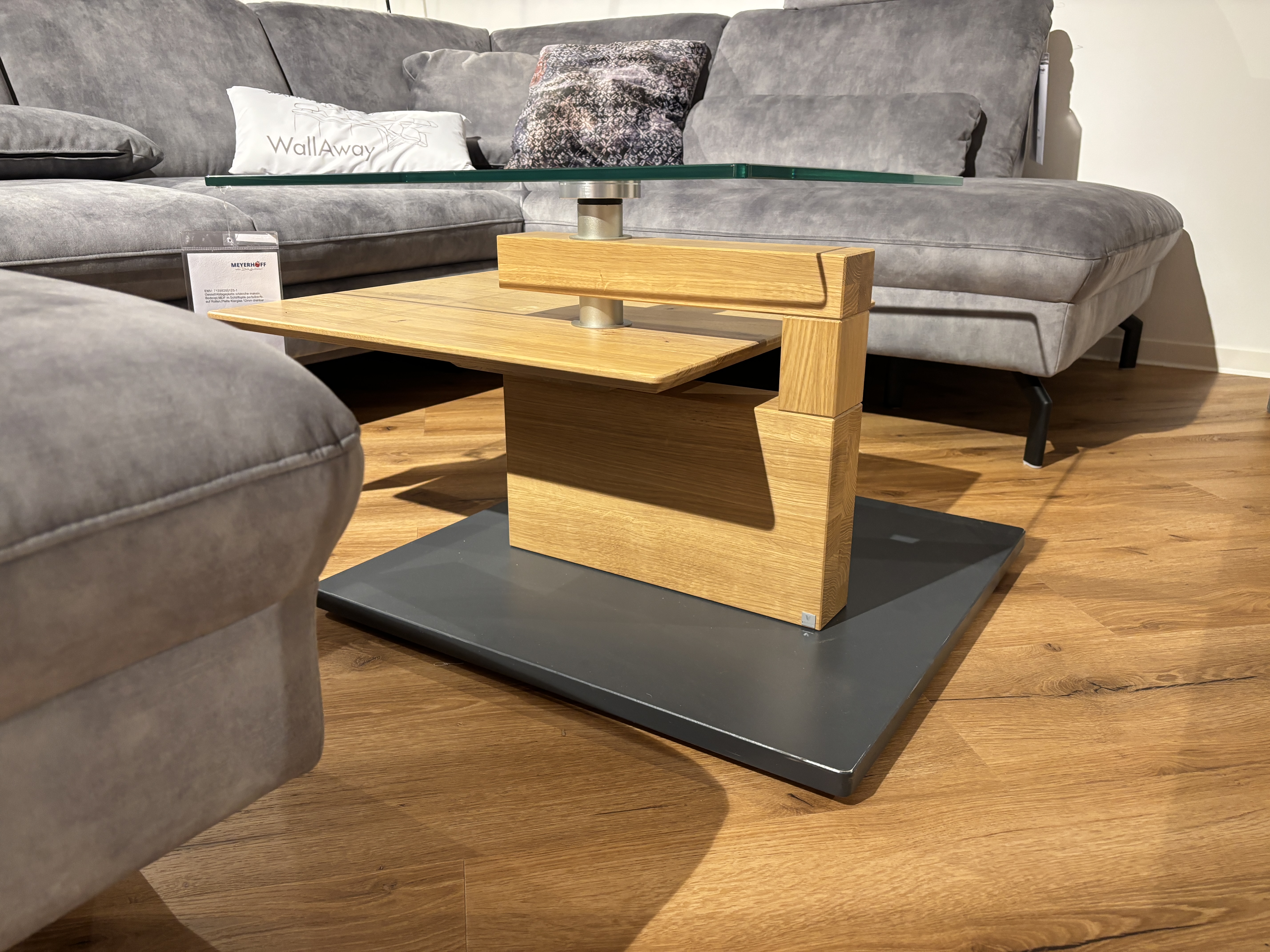 Couchtisch, Wildeiche massiv, auf Rollen - LS 009318