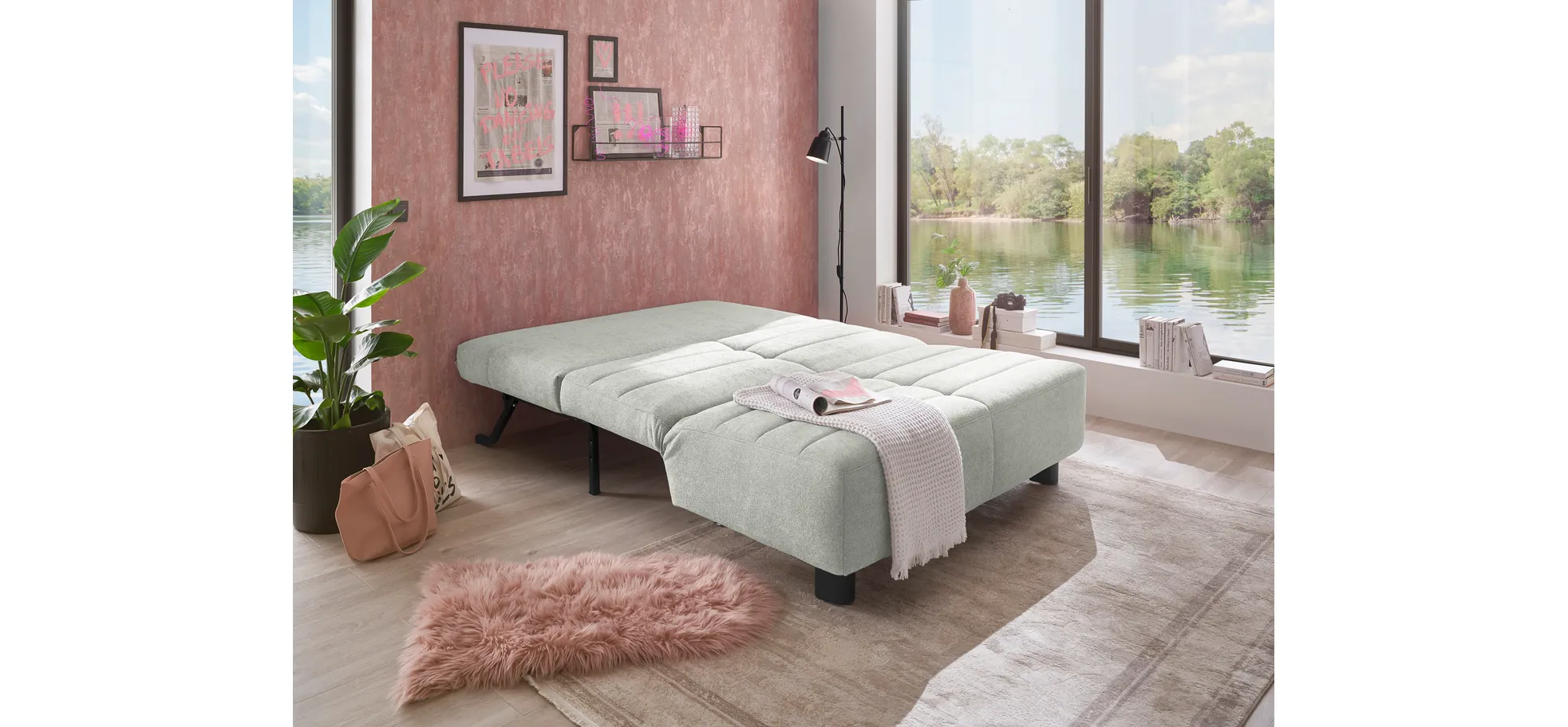 Faltsofa Easy - 2-Sitzer ohne Armlehne, ca. 140 cm inkl. Schlaffunktion, Stoff, Grau Faltsofa Easy - 2-Sitzer ohne Armlehne, ca. 140 cm inkl. Schlaffunktion, Stoff, Grau