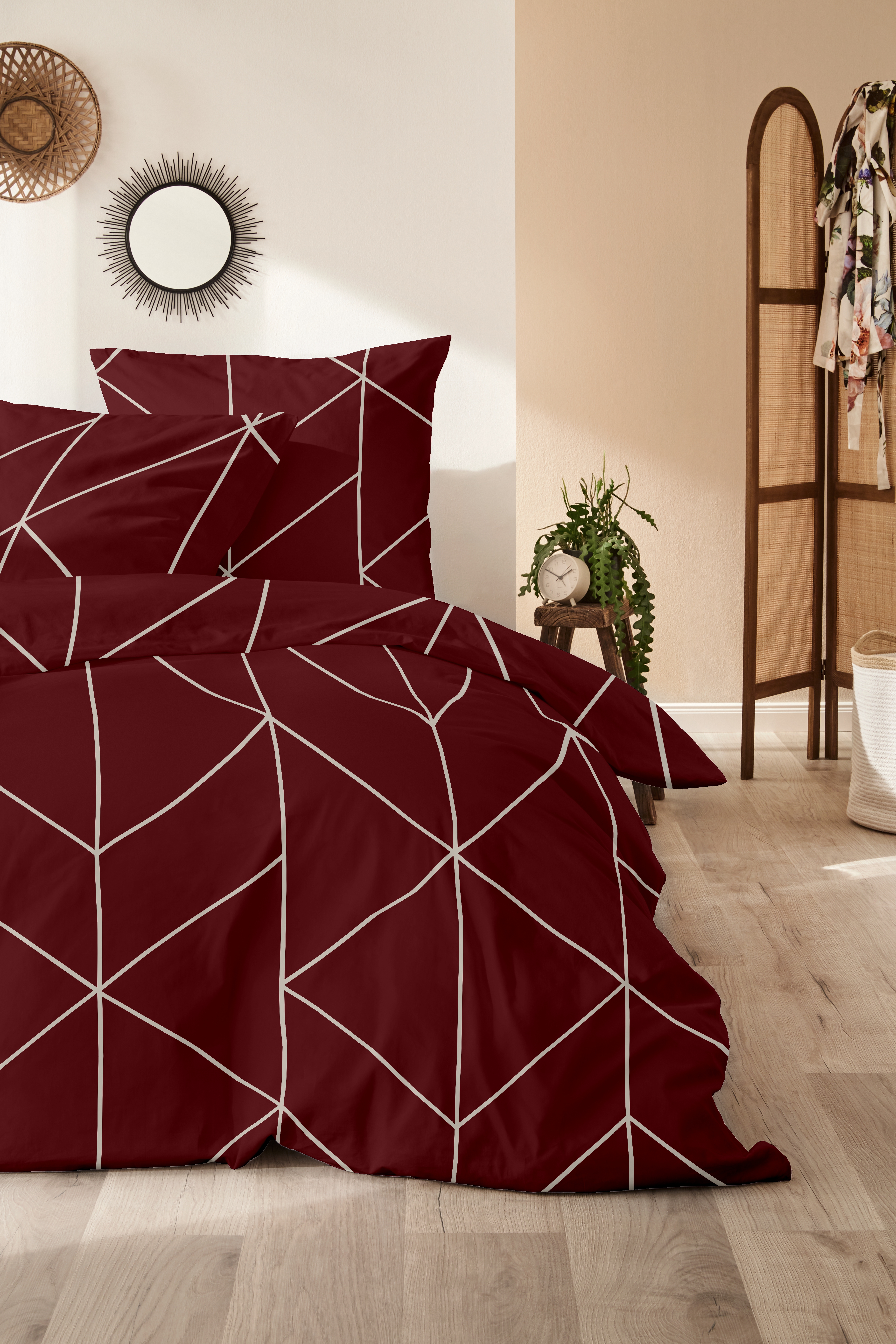 Mako-Satin-Bettwäsche, 155x220cm, rot - 100% Baumwolle