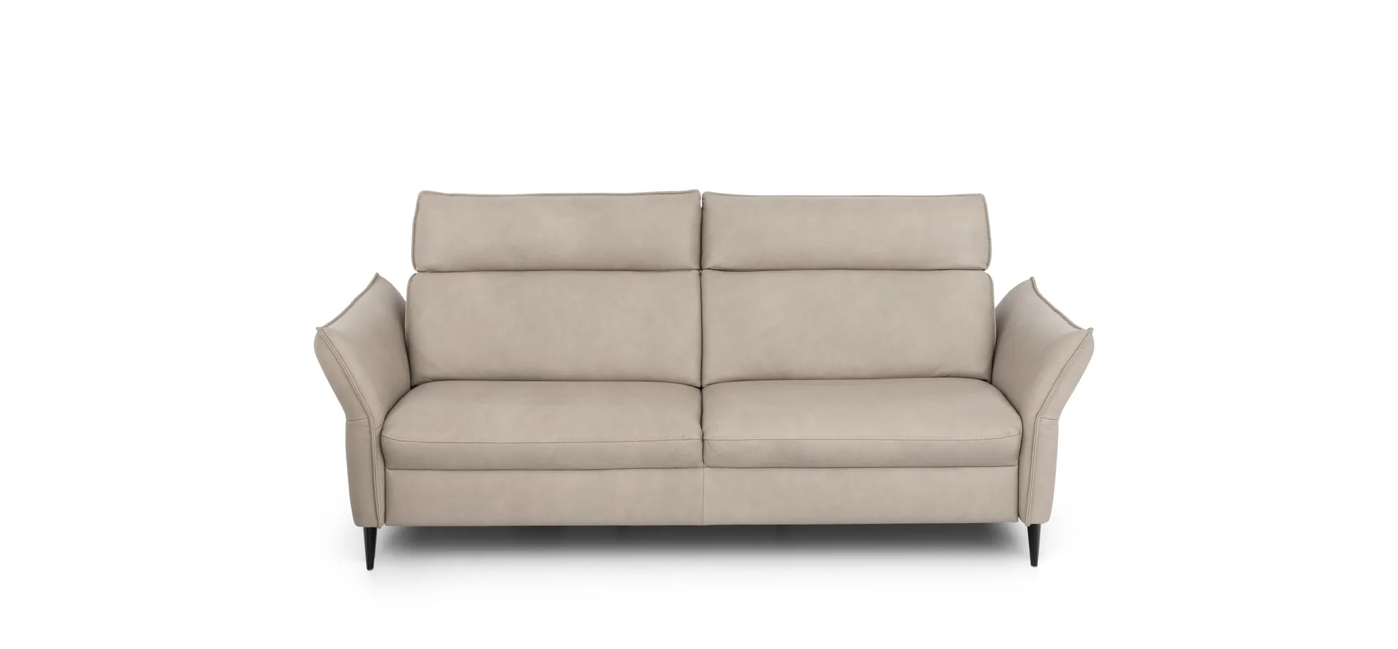 Sofa - 3-Sitzer, Kopfteil verstellbar, Leder, Creme