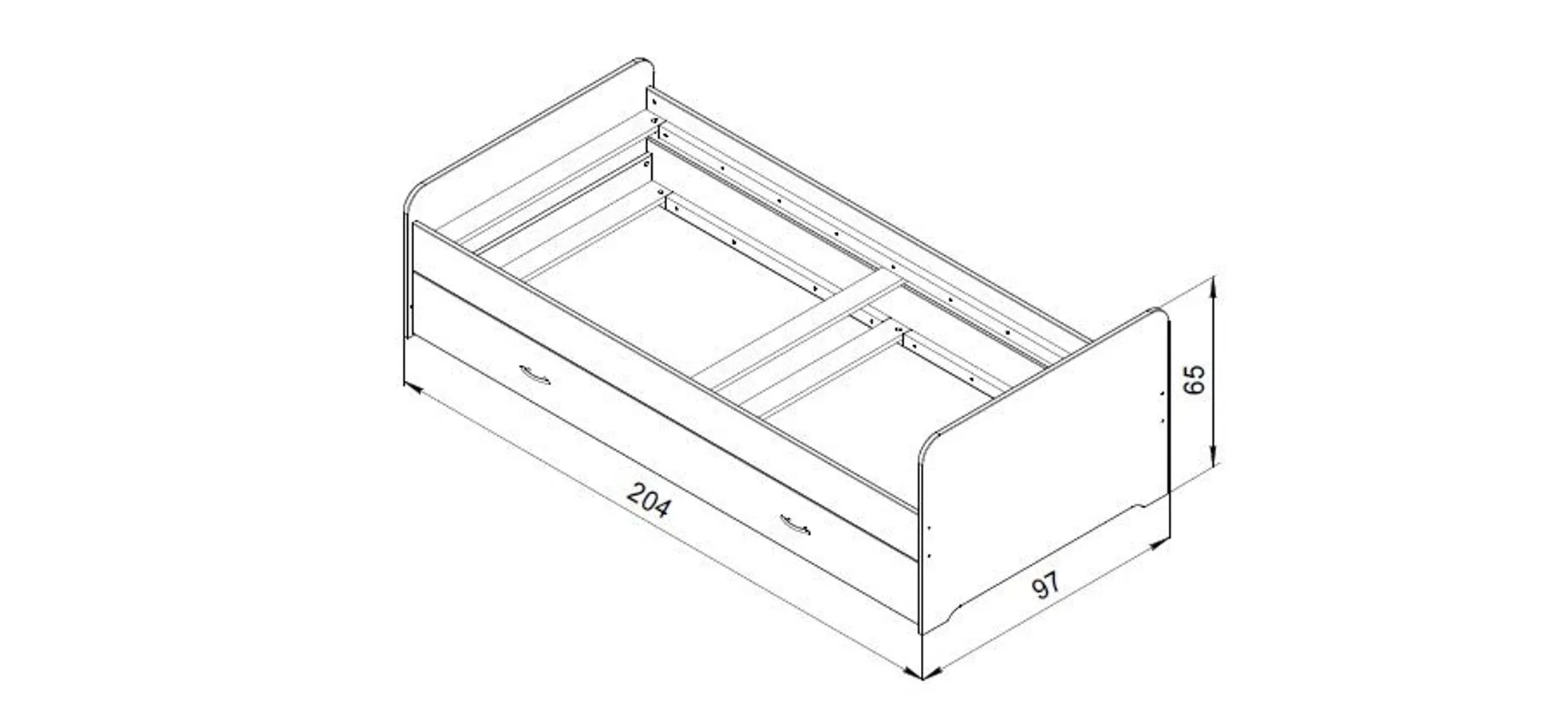 Kojenbett - Liegefläche ca. 90x200 cm, Betonoptik, Weiß