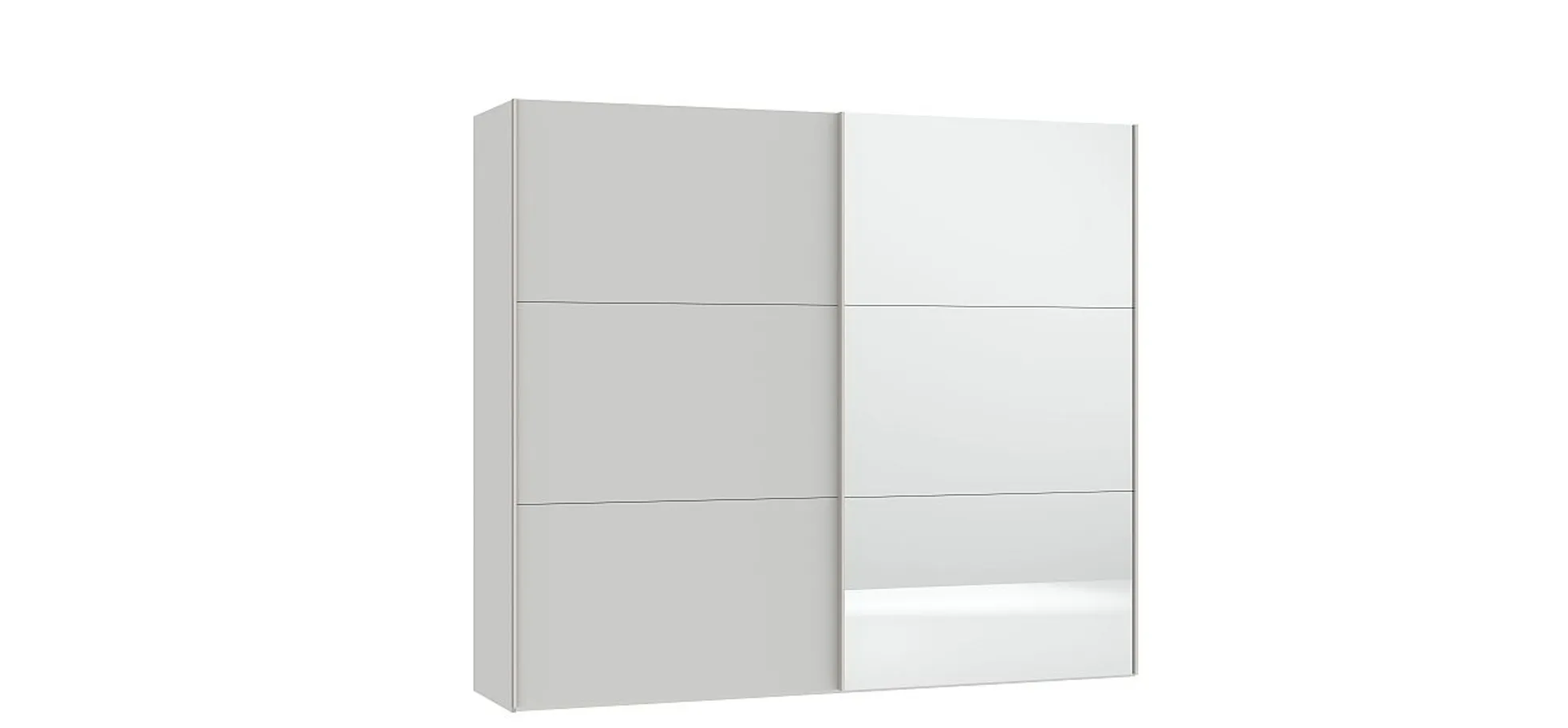 Schwebetürenschrank JOIN IT- B ca. 252 cm., Hellgrau, Matt. Spiegel