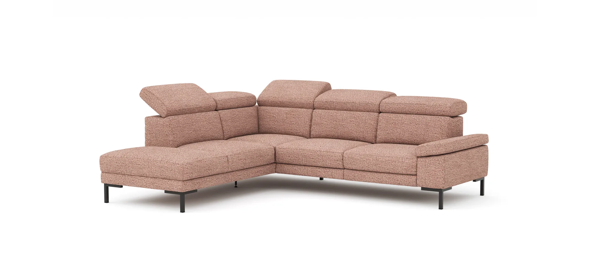 Ecksofa Hudson - Ecke links mit 2,5-Sitzer inkl. Kopfteil verstellbar, Stoff, Kupfer