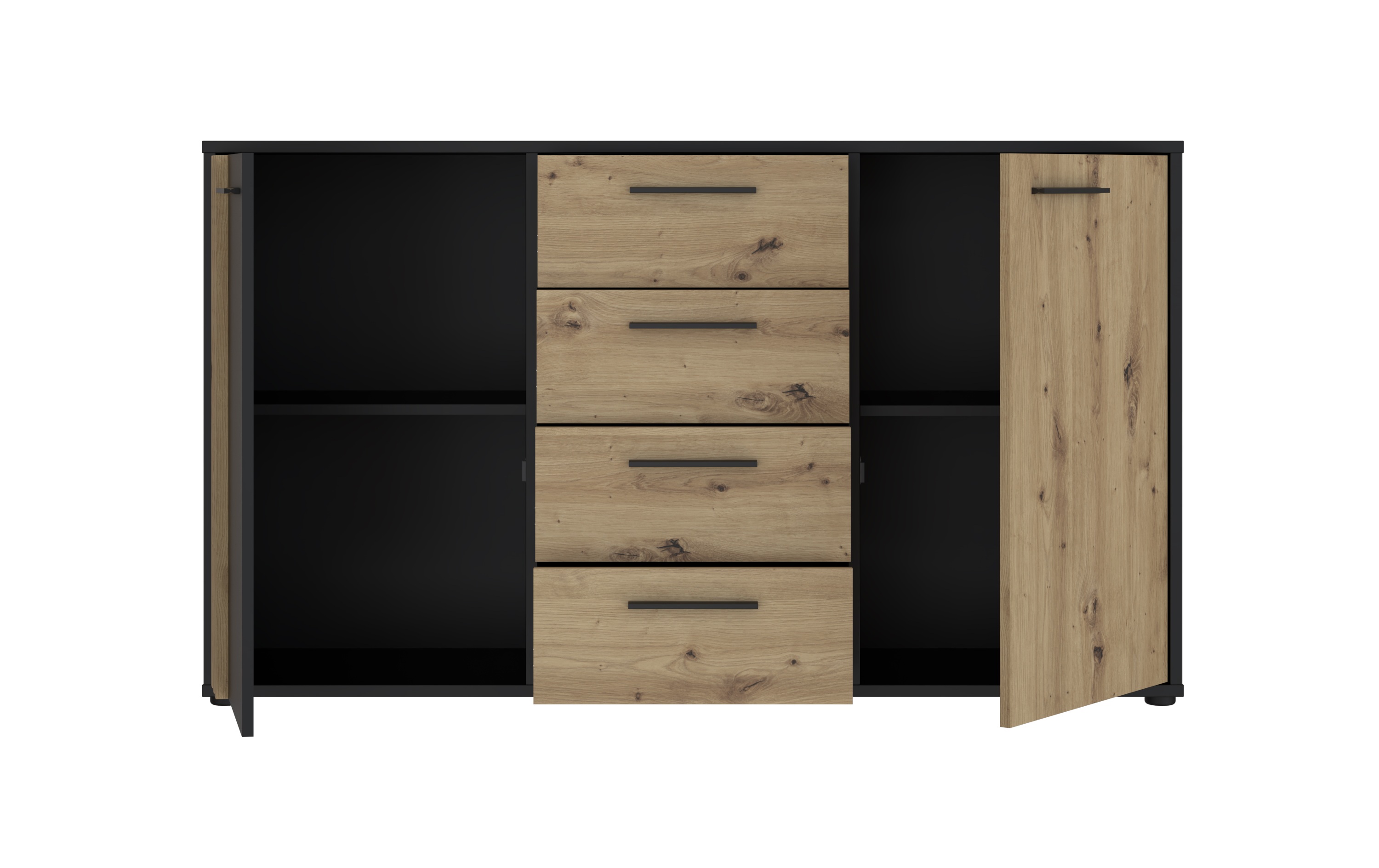 Sideboard, Black/Artisan Oak  - Floriss