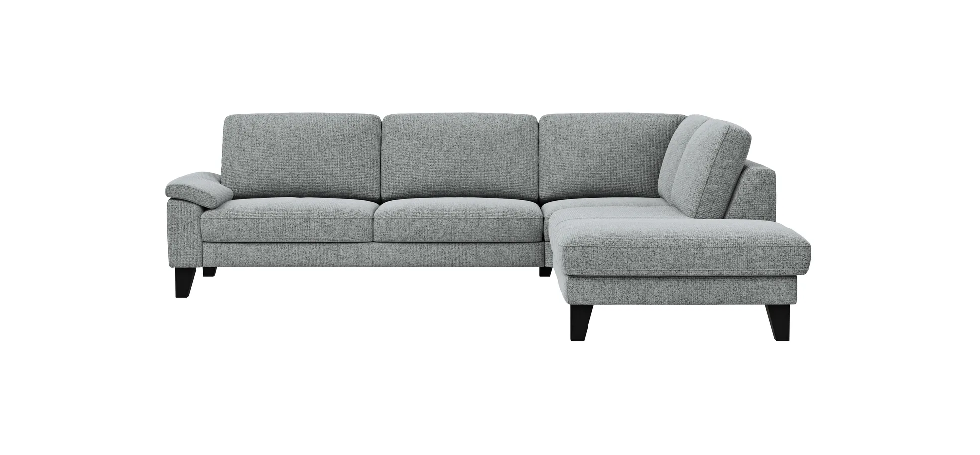 Ecksofa Oviedo - 2,5-Sitzer mit Ecke rechts inkl. Drehsitz, Stoff, Hellgrau