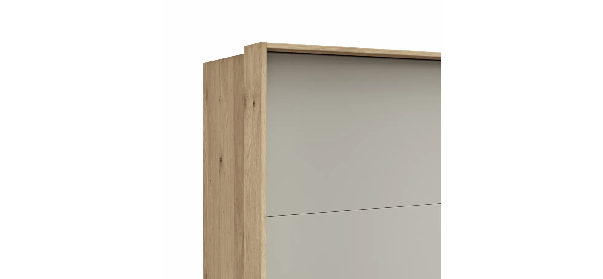 Schwebetürenschrank Viana - B ca. 188 cm, Furnier, Balkeneiche, Hellgrau