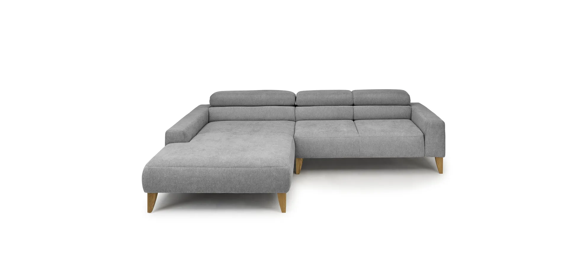  Ecksofa CHENOA - Longchair links und 2-Sitzer, Sitzvorzug motorisch, Stoff, Steingrau