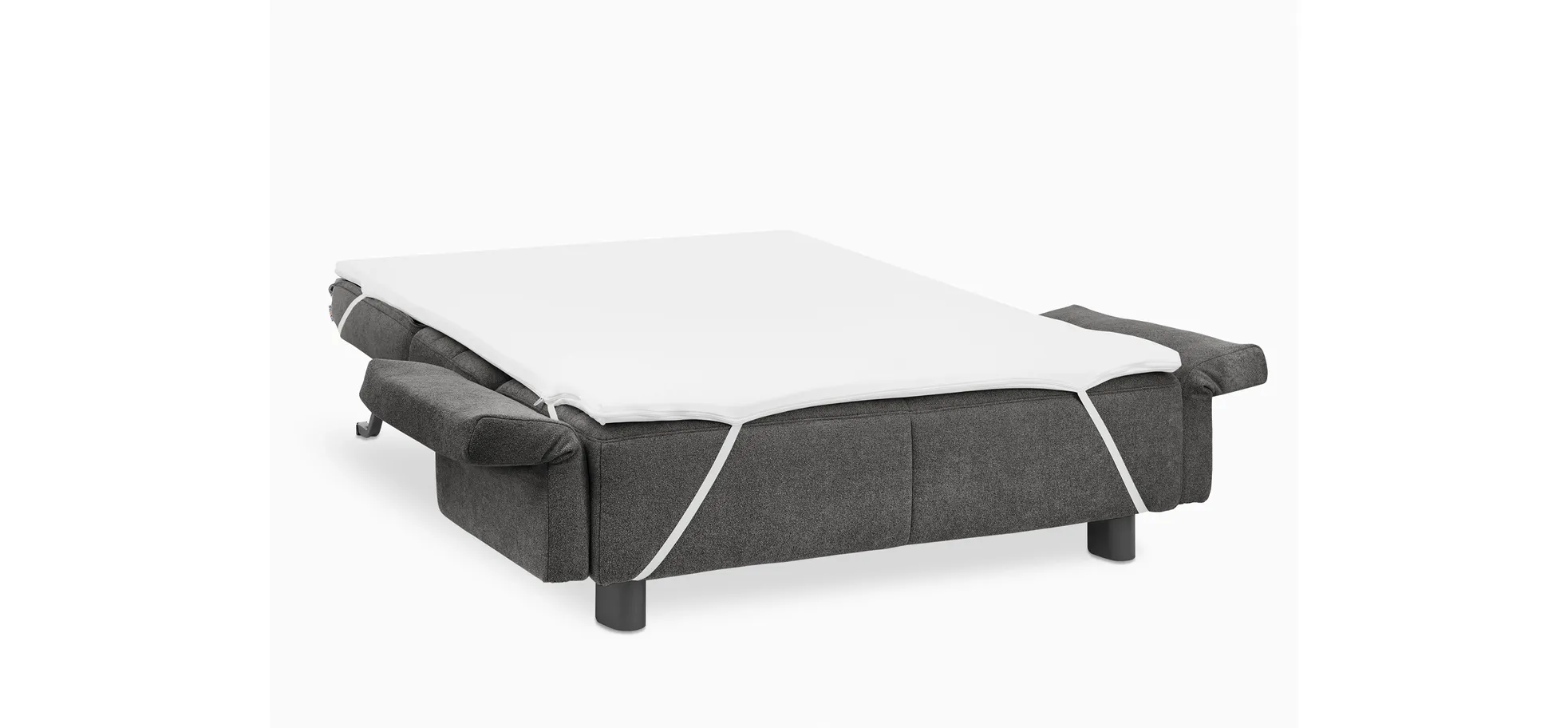  Faltsofa Easy - 2-Sitzer, ca. 140 cm inkl. Schlaffunktion/Topper/Armteil verstellbar, Stoff, Dunkelgrau