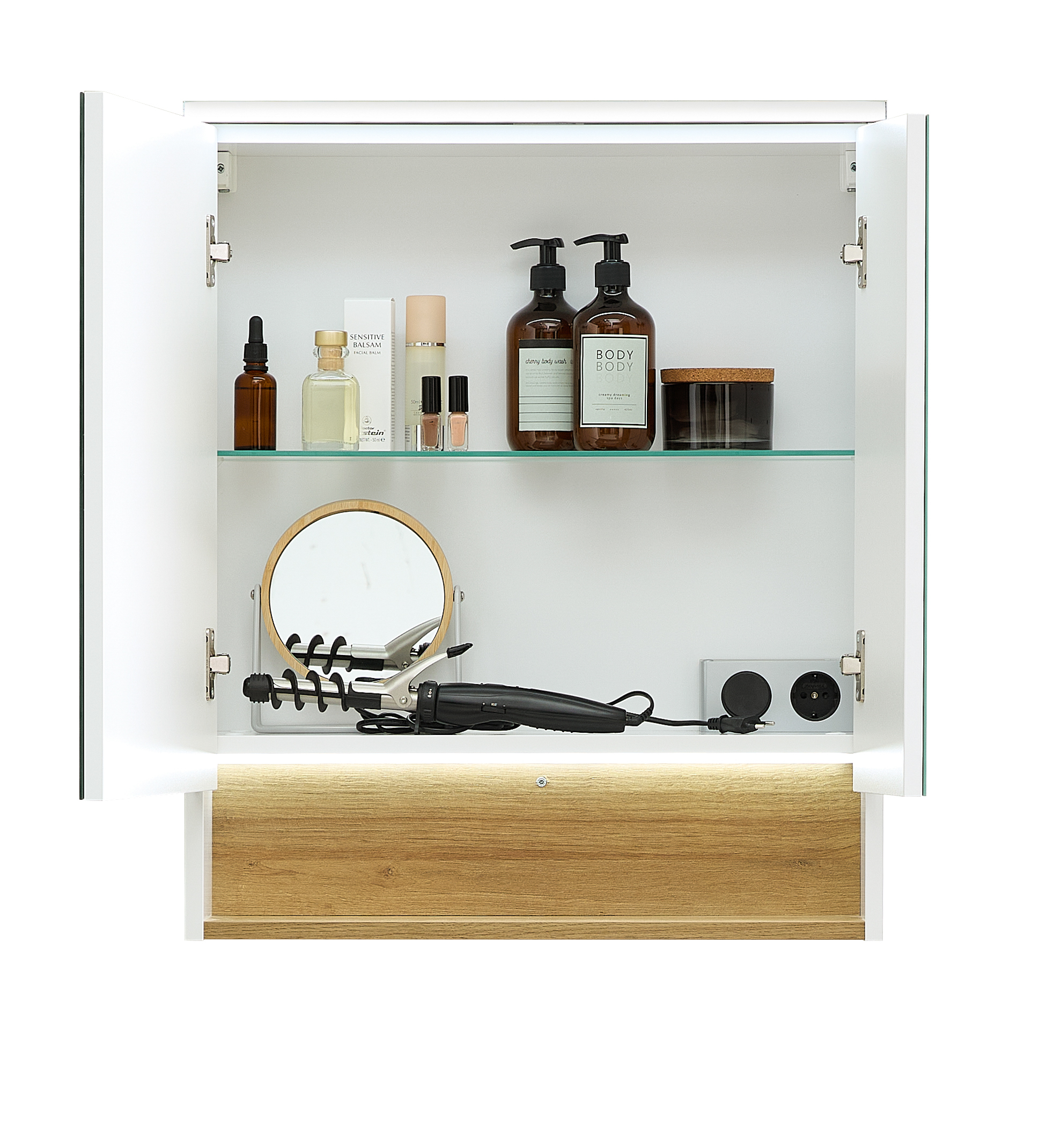 Spiegelschrank, Weiß matt, 2 Türen - QUICKSET - 383
