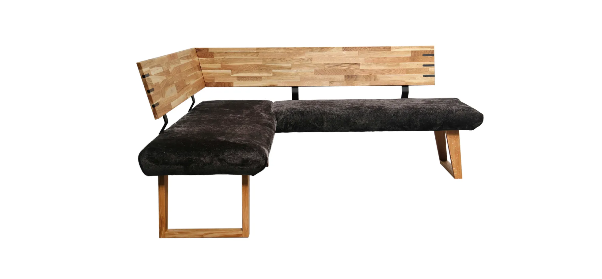 Eckbank - LB ca. 167x192 cm, Stoff, Anthrazit, Eiche massiv