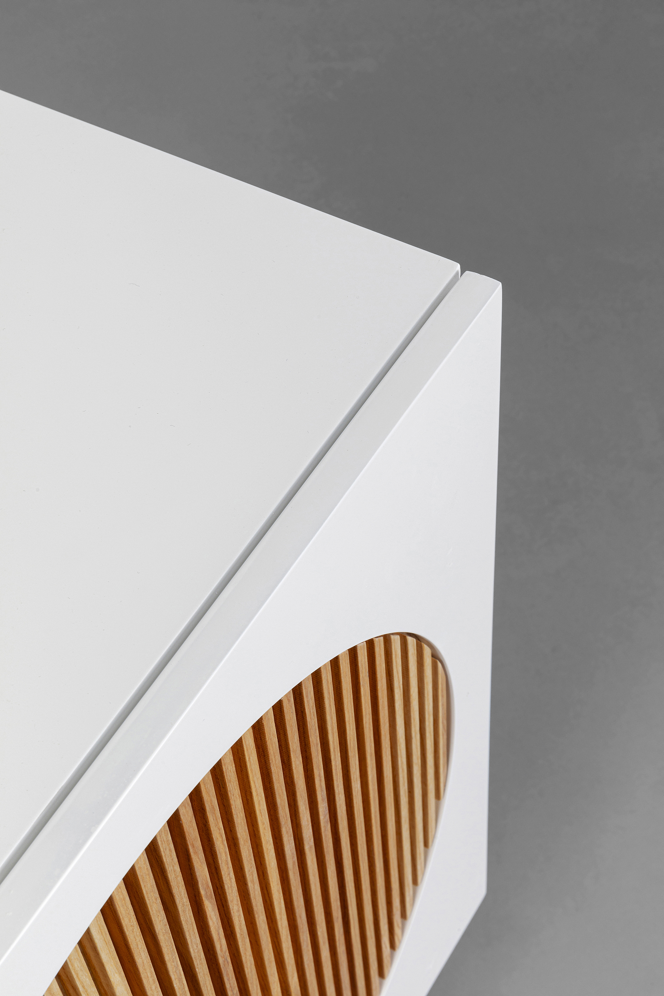 Sideboard Atomic, weiß, Eiche Massicholz - Atomic