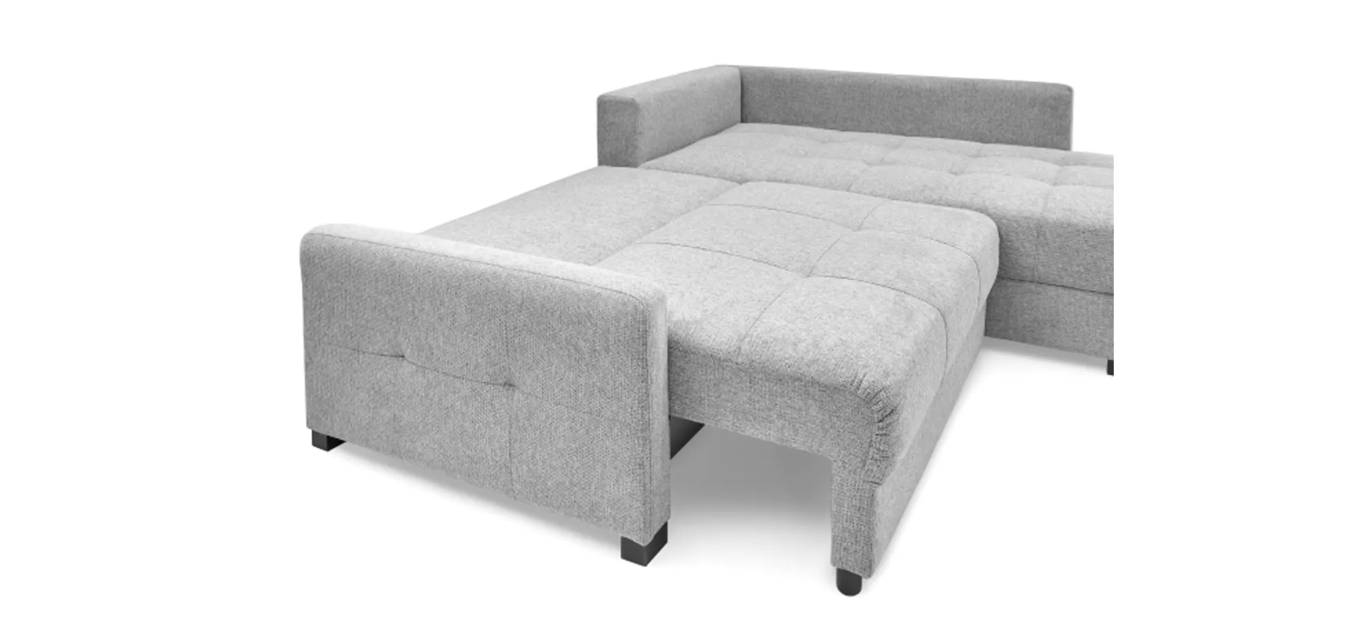 Ecksofa EDWIN - 2-Sitzer, Ecke rechts inkl. Schlaffunktion und Bettkasten, Stoff, Braun