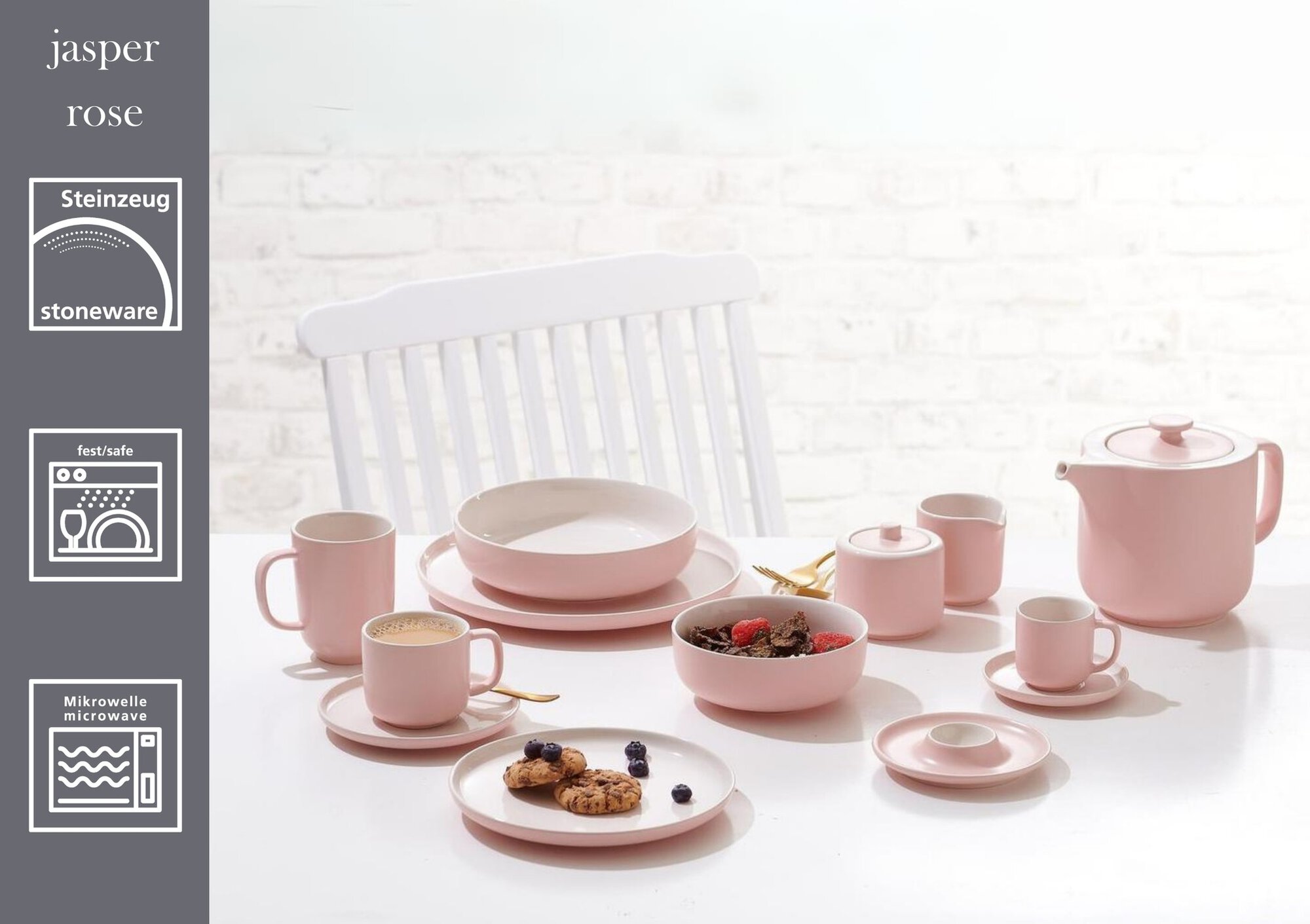 Untertasse Jasper Rose 15 cm - Steinzeug, spülmaschinenfest, rund, rosa