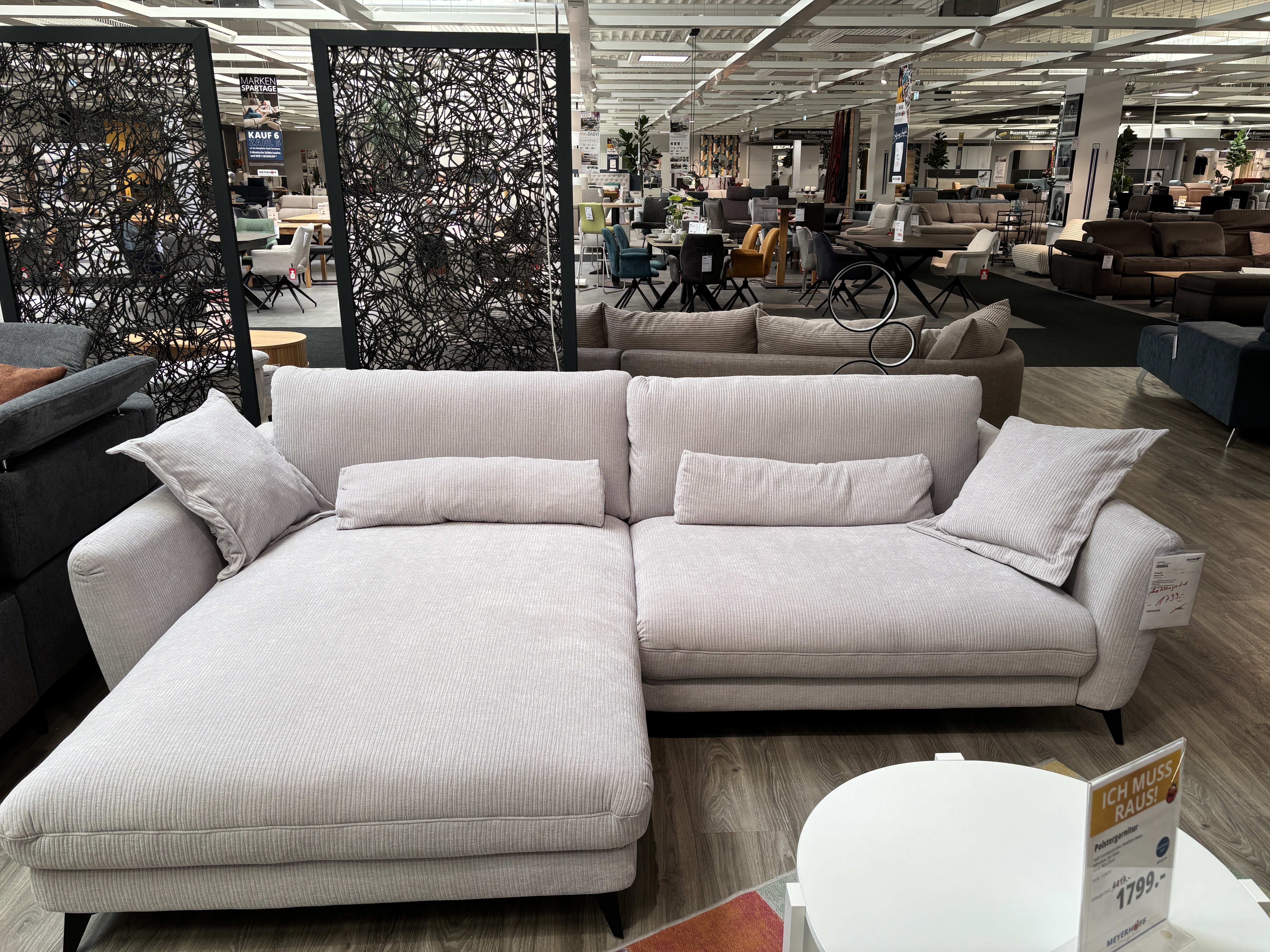 Ecksofa, Stoff Silver, Metallfüße schwarz - MyStyle 2004