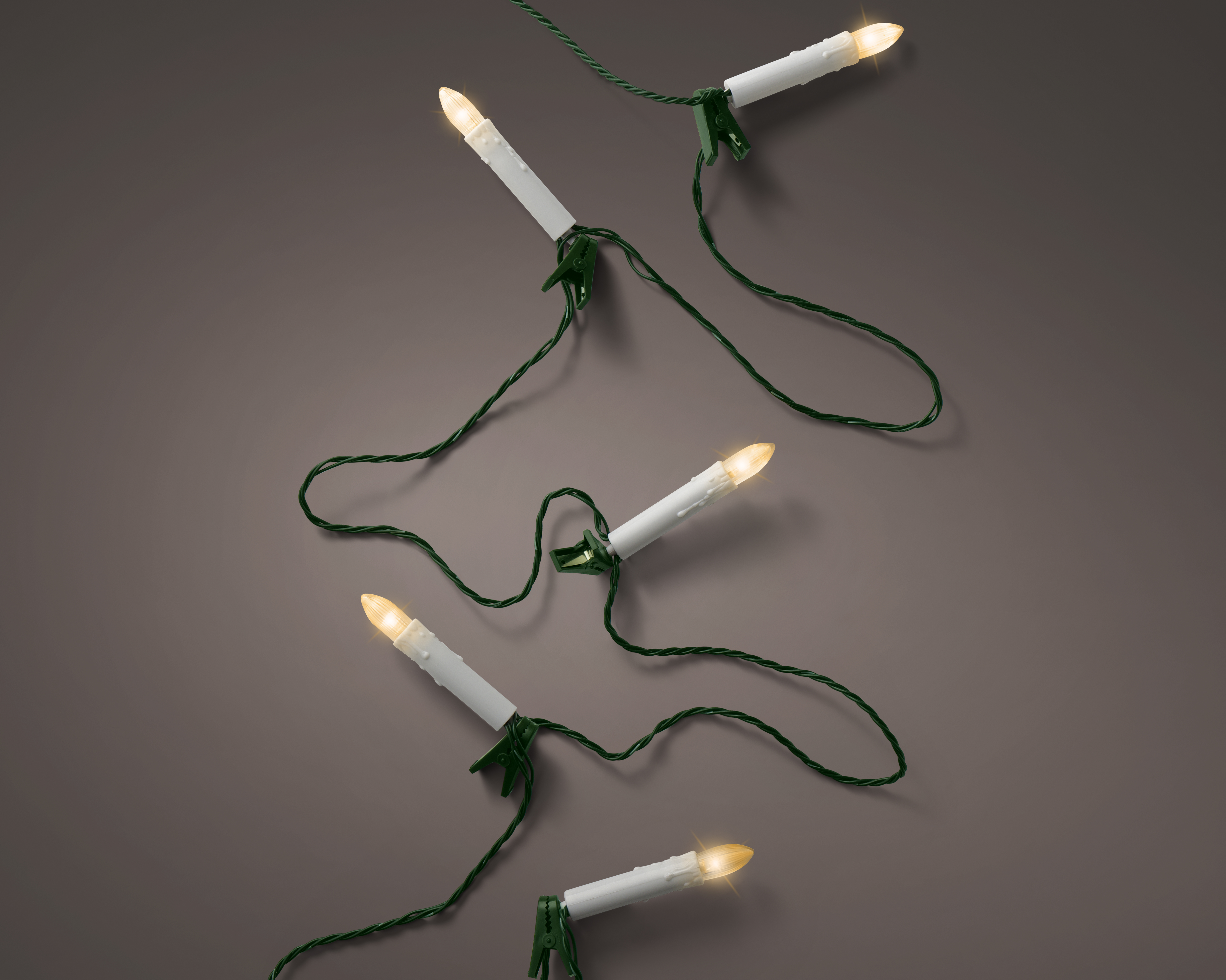 LED Lichterkette Wachs - grün/klassisch warm, PVC, 1160cm-30L