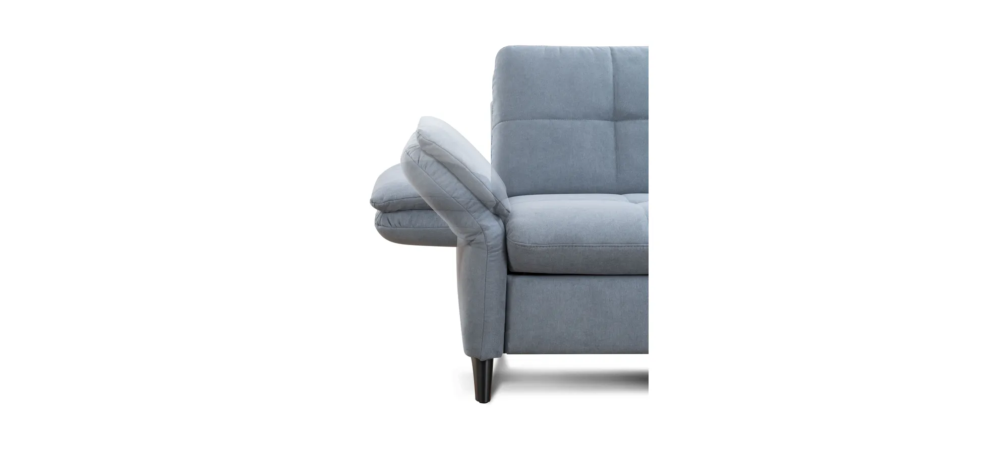 Sofa - 2,5-Sitzer mit Schlaffunktion, Armlehne verstellbar, Stoff, Graublau
