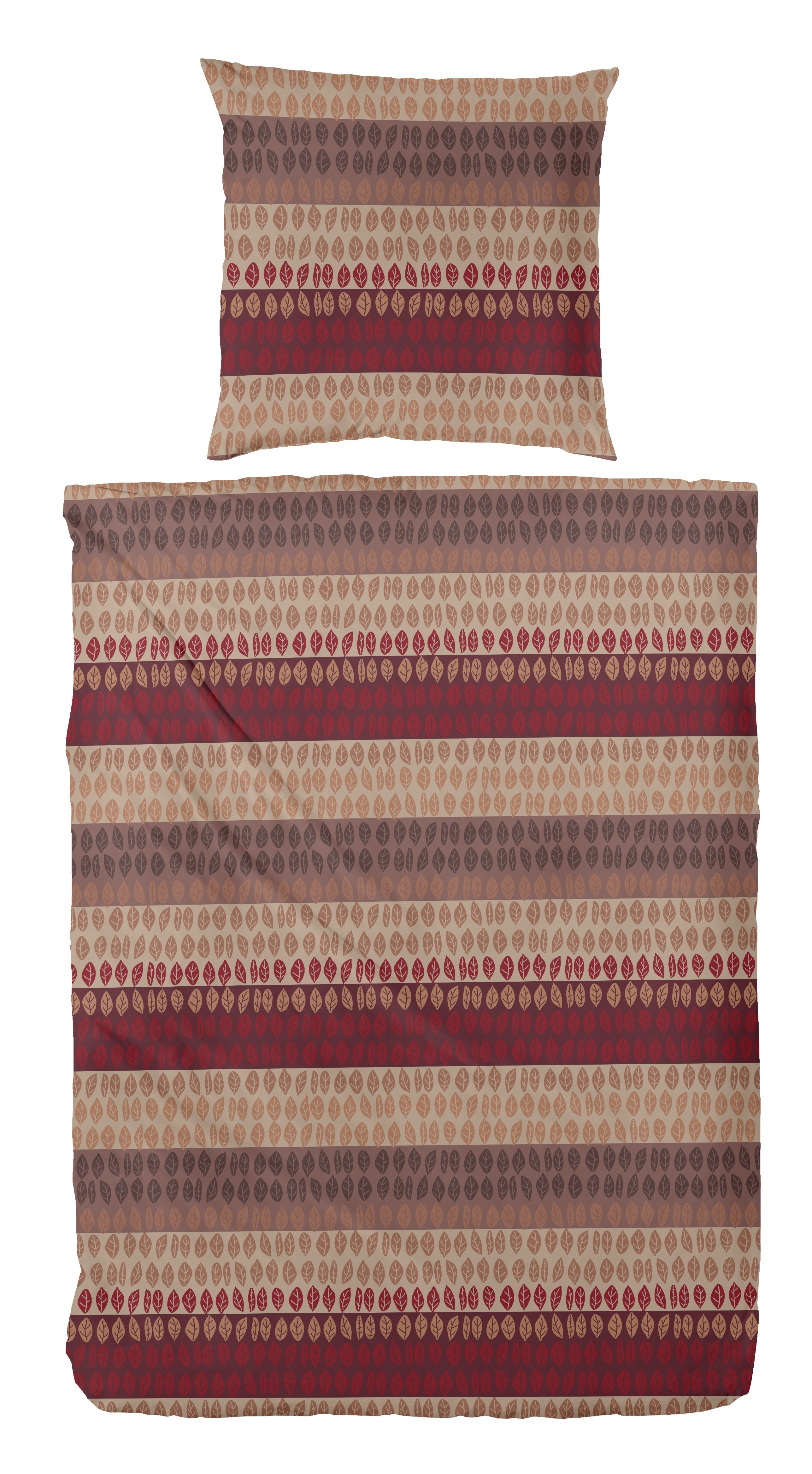Biber-Bettwäsche, 135x200cm, rot-braun - 100% Baumwolle