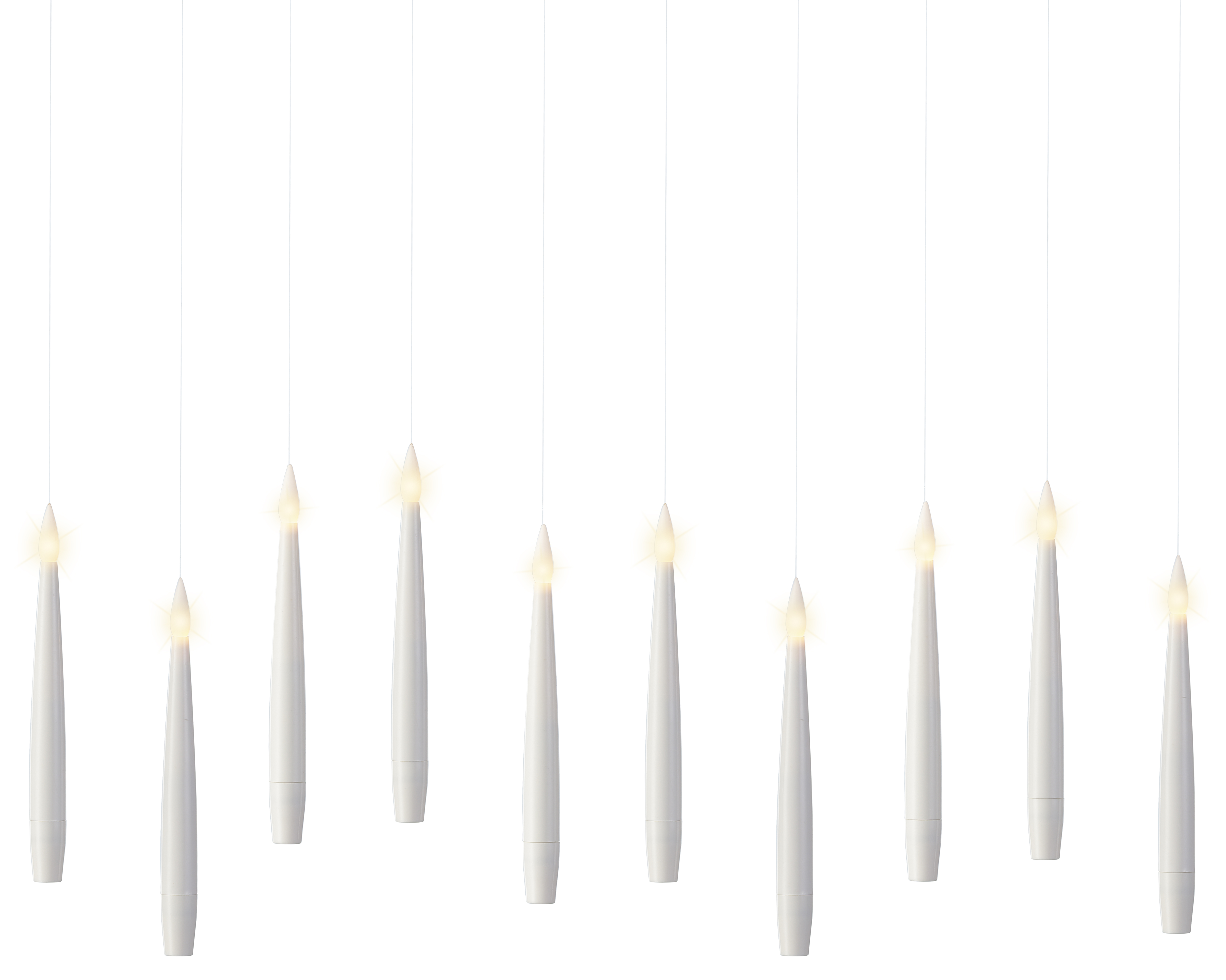 LED Kerze Wachs, Hänger, 10-er, m. Fernbedienung - weiss/warmes weiss, Plastik, Ø1.5-H15cm-1L