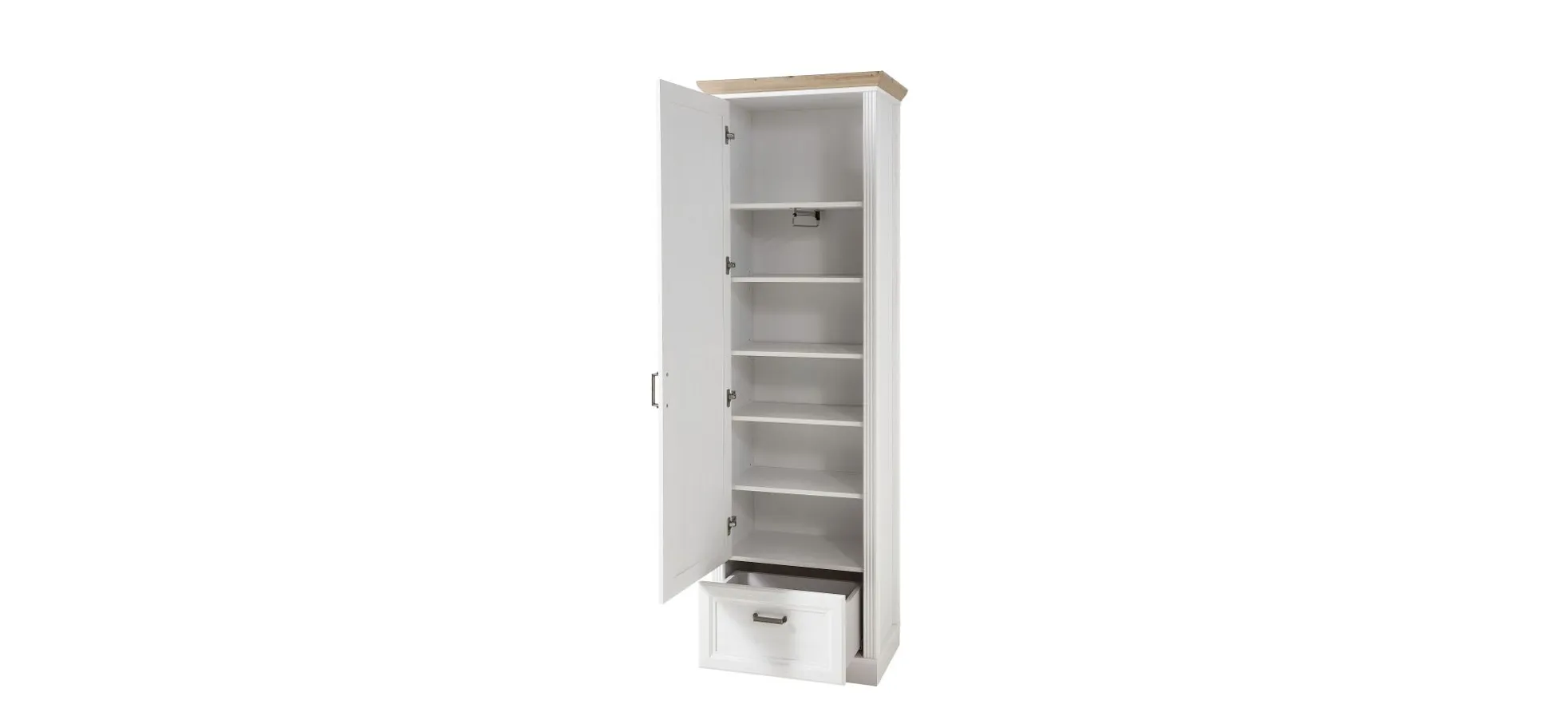 Garderobenschrank - B ca. 65 cm, Weiß, Artisan Eiche Nachbildung