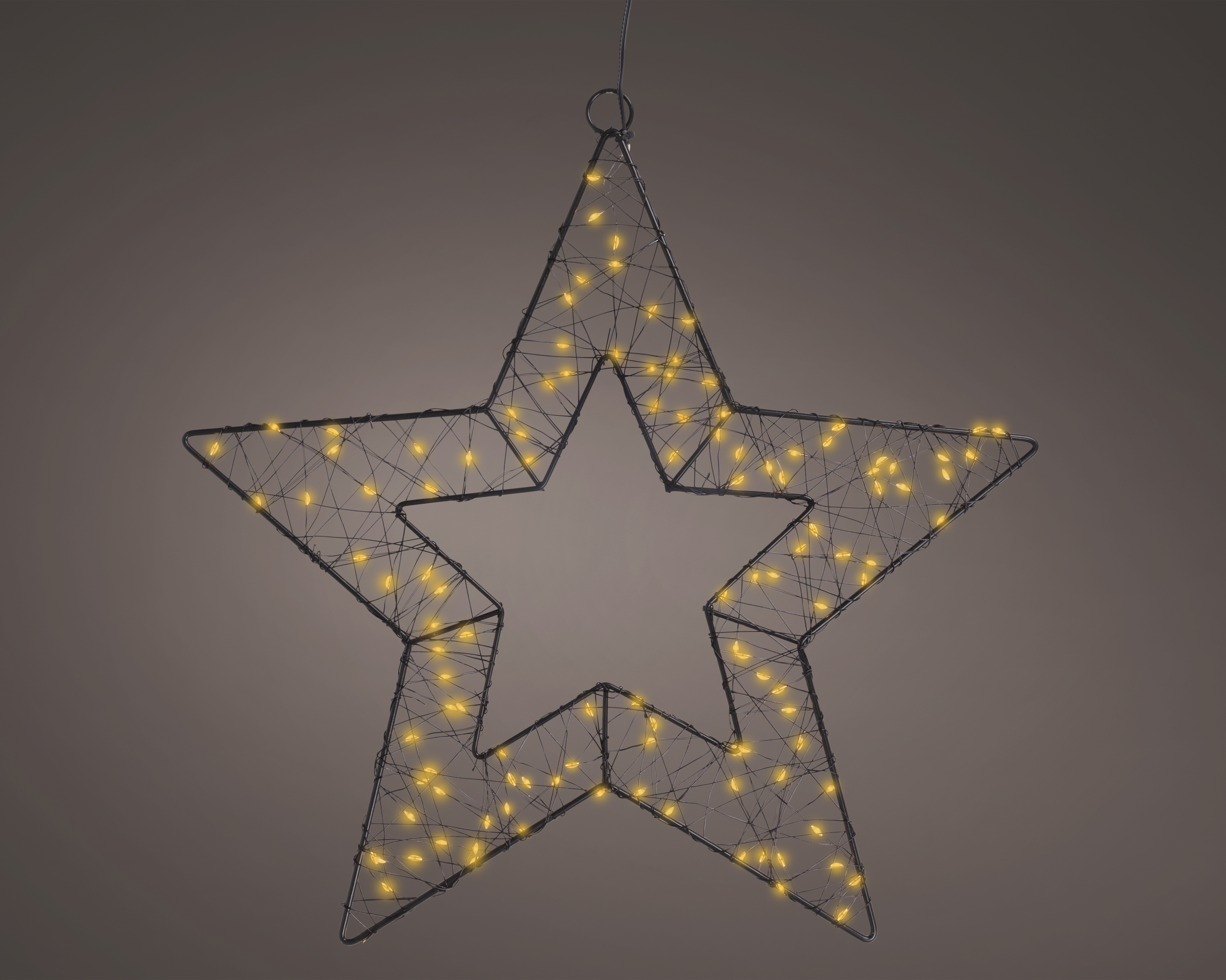 LED Stern - schwarz/klass. warm, Metall, Ø38-L1-W38-H38cm-120L