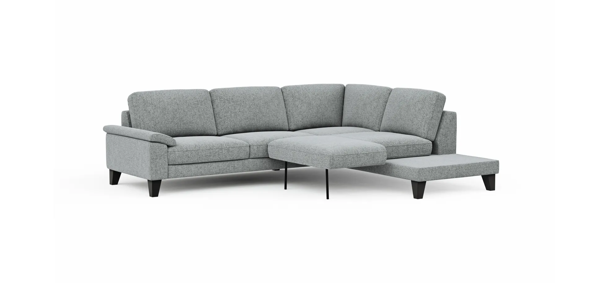 Ecksofa Oviedo - 2,5-Sitzer mit Ecke rechts inkl. Drehsitz, Stoff, Hellgrau