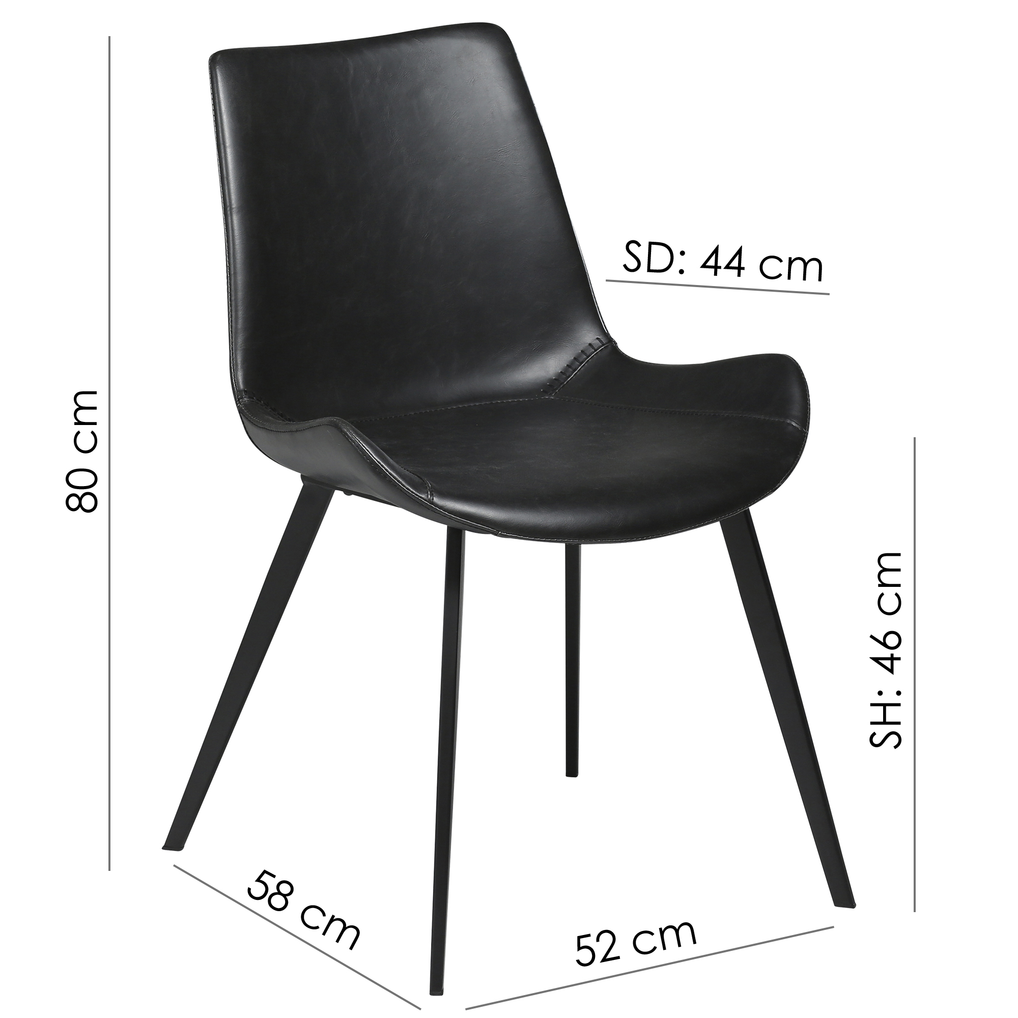 Stuhlsatz, 5-er Set, schwarz - Dewi