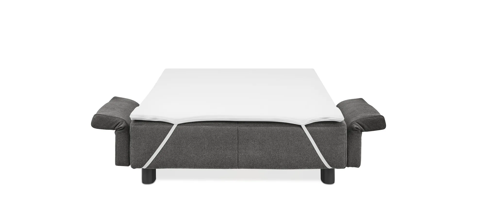  Faltsofa Easy - 2-Sitzer, ca. 140 cm inkl. Schlaffunktion/Topper/Armteil verstellbar, Stoff, Dunkelgrau