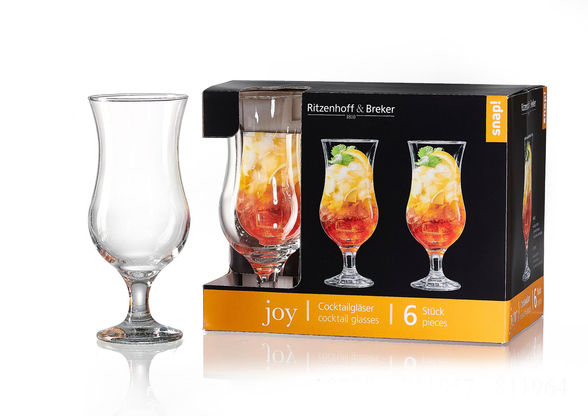 Cocktailgläser Joy 390 ml - Set 6tlg. - Glas, spülmaschinenfest, bauchig, klar