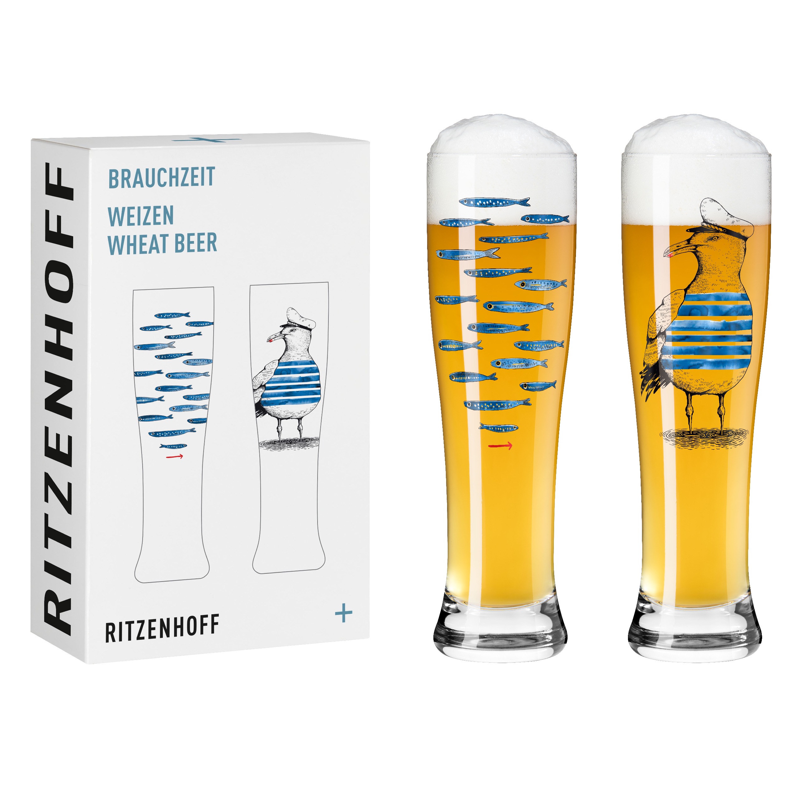 Ritzenhoff Weizenbierglas-Set Brauchzeit - 2-er Set, Möve-Sardinen