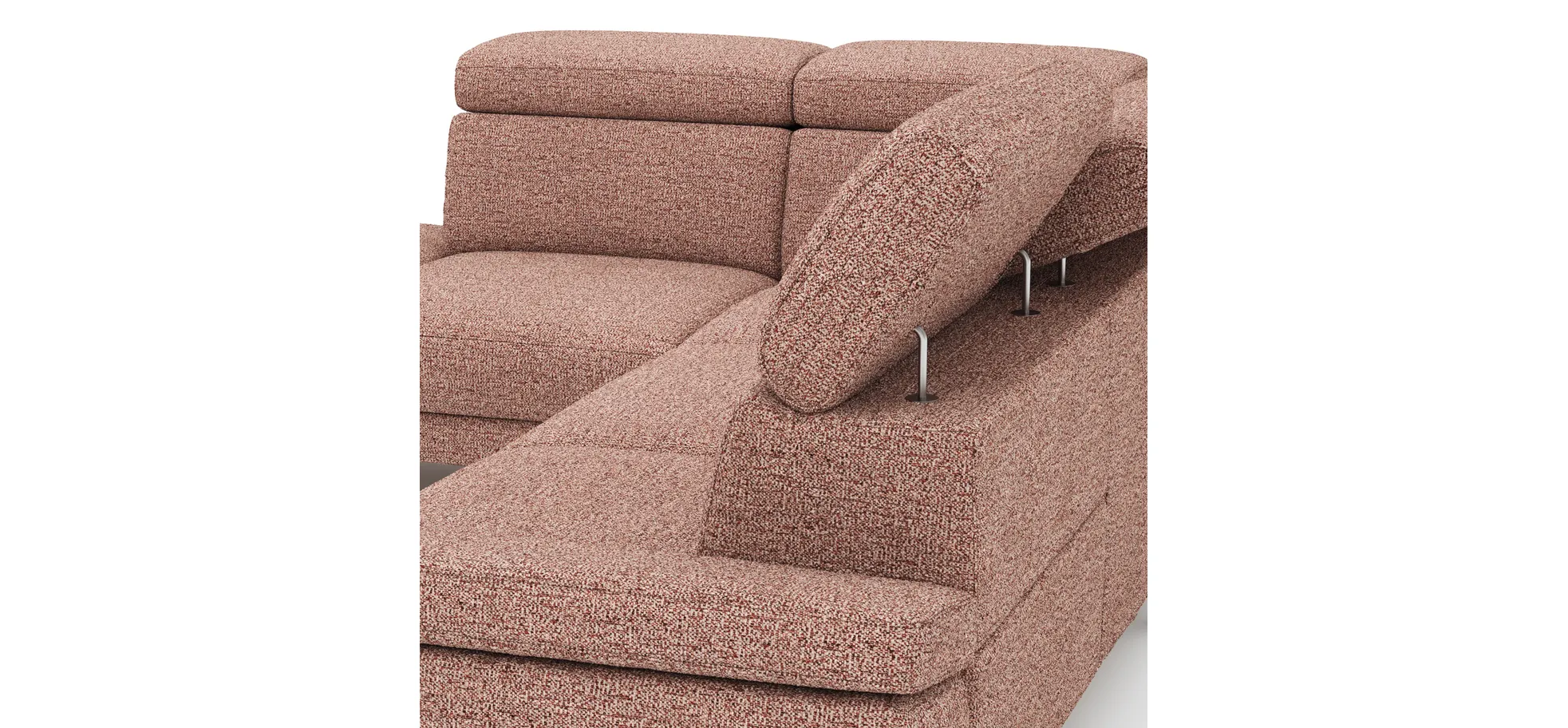 Ecksofa Hudson - Ecke links mit 2,5-Sitzer inkl. Kopfteil verstellbar, Stoff, Kupfer