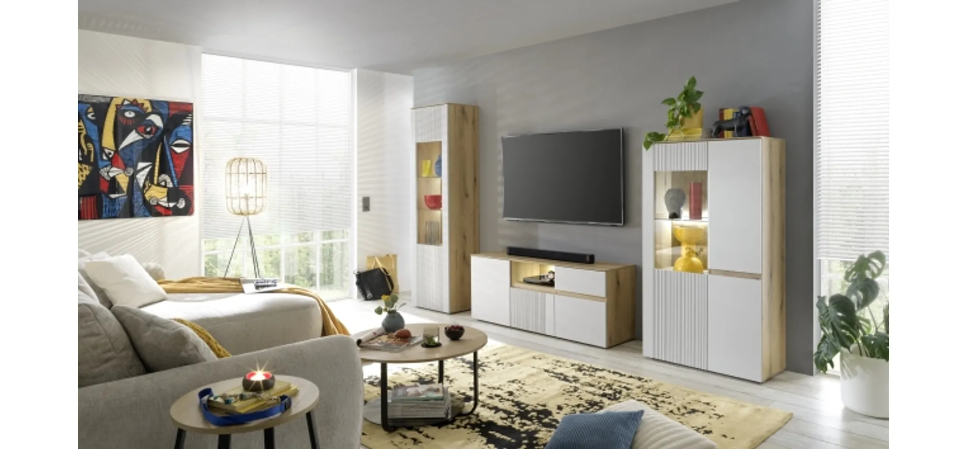 Beistelltisch, Dekor Artisaneiche, Ø 80 cm - Mailin