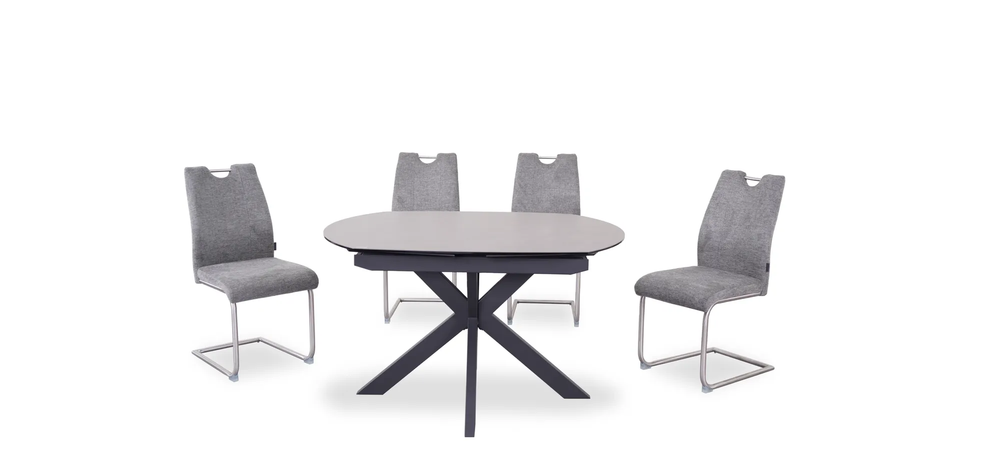 Schwingstuhl, Stoff grau, mit Griff - MERVE