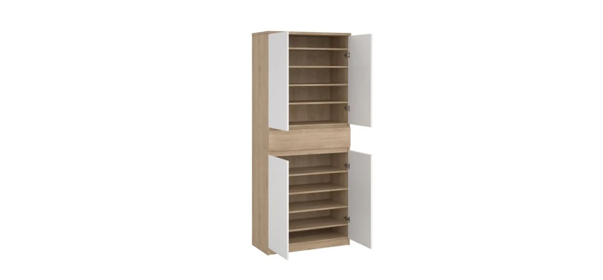 Schuhschrank - B ca. 81 cm, Jackson Hickory Nachbildung, Weiß