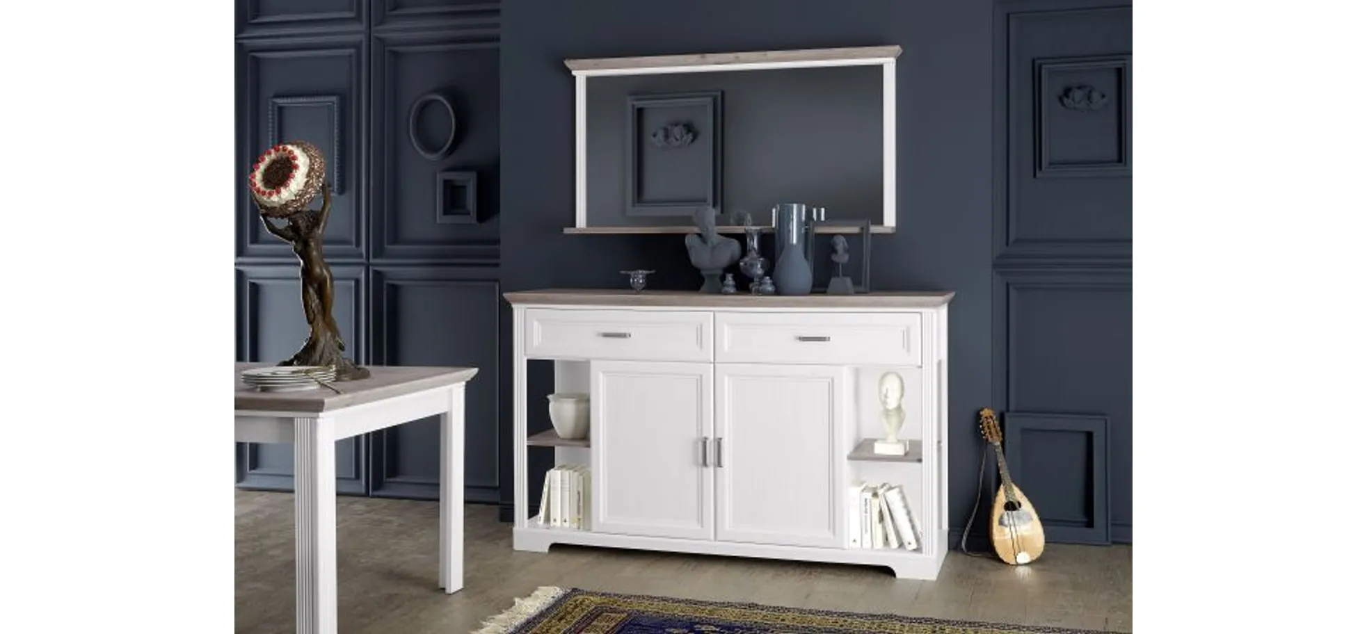 Sideboard - B ca. 171 cm, Weiß, Artisan Eiche Nachbildung