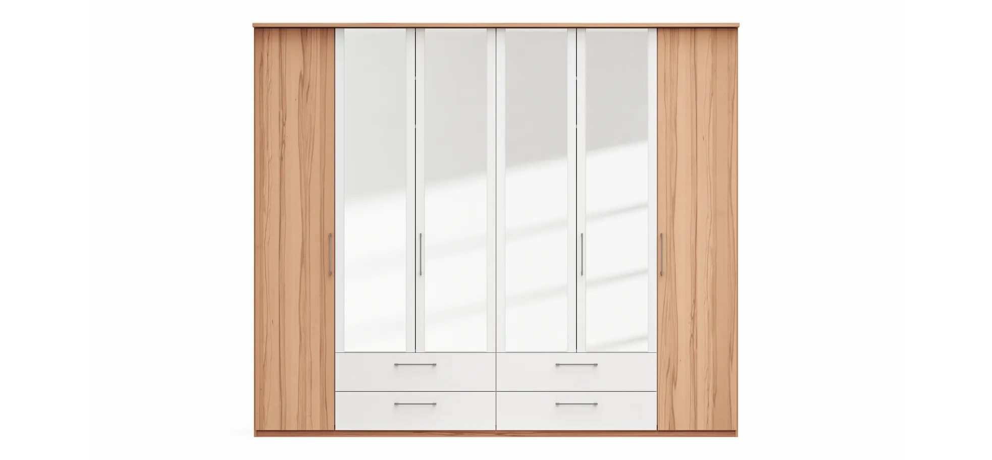 Drehtürenschrank Viana - B. ca. 270 cm, Furnier, Kernbuche, Weiß
