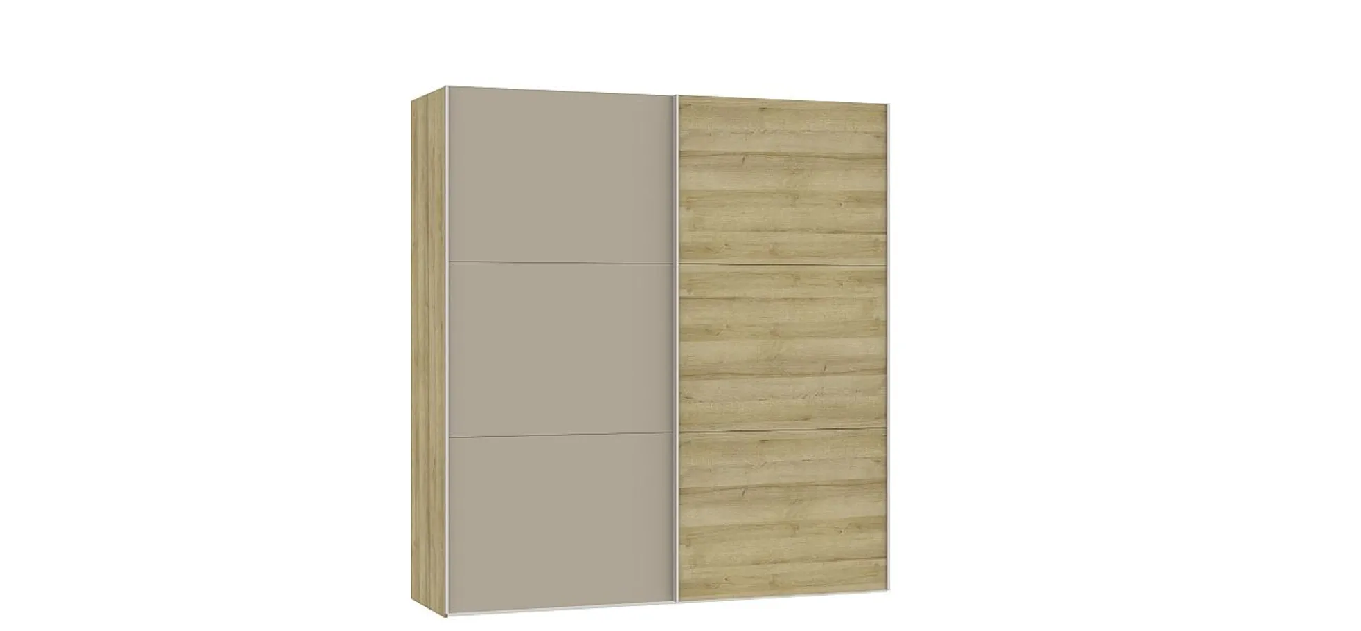 Schwebetürenschrank JOIN IT- B ca. 202 cm., Eiche Dekor, Glas, Braun, Matt