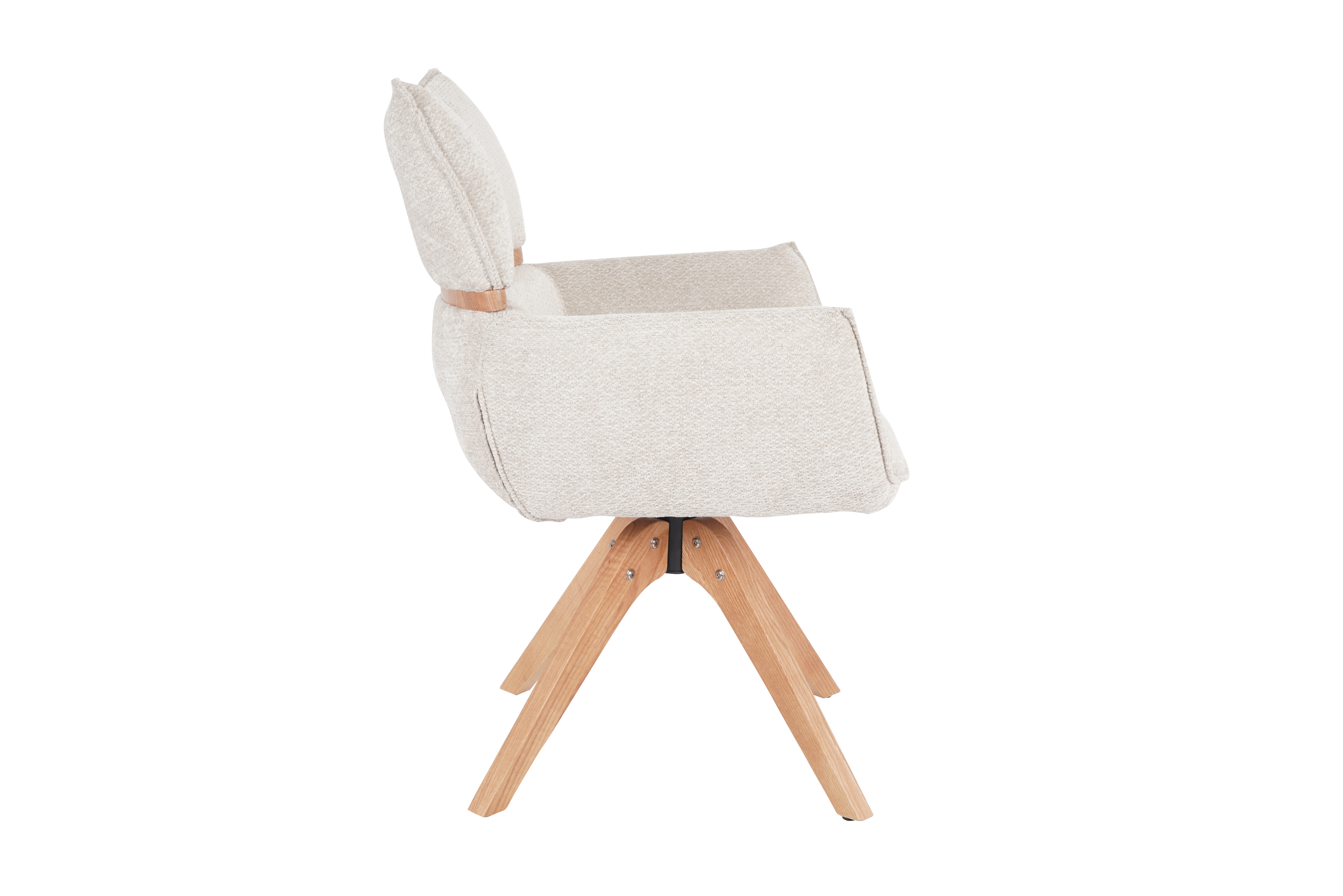 Armlehnstuhl, Bezug beige, Gestell Eiche - Marou