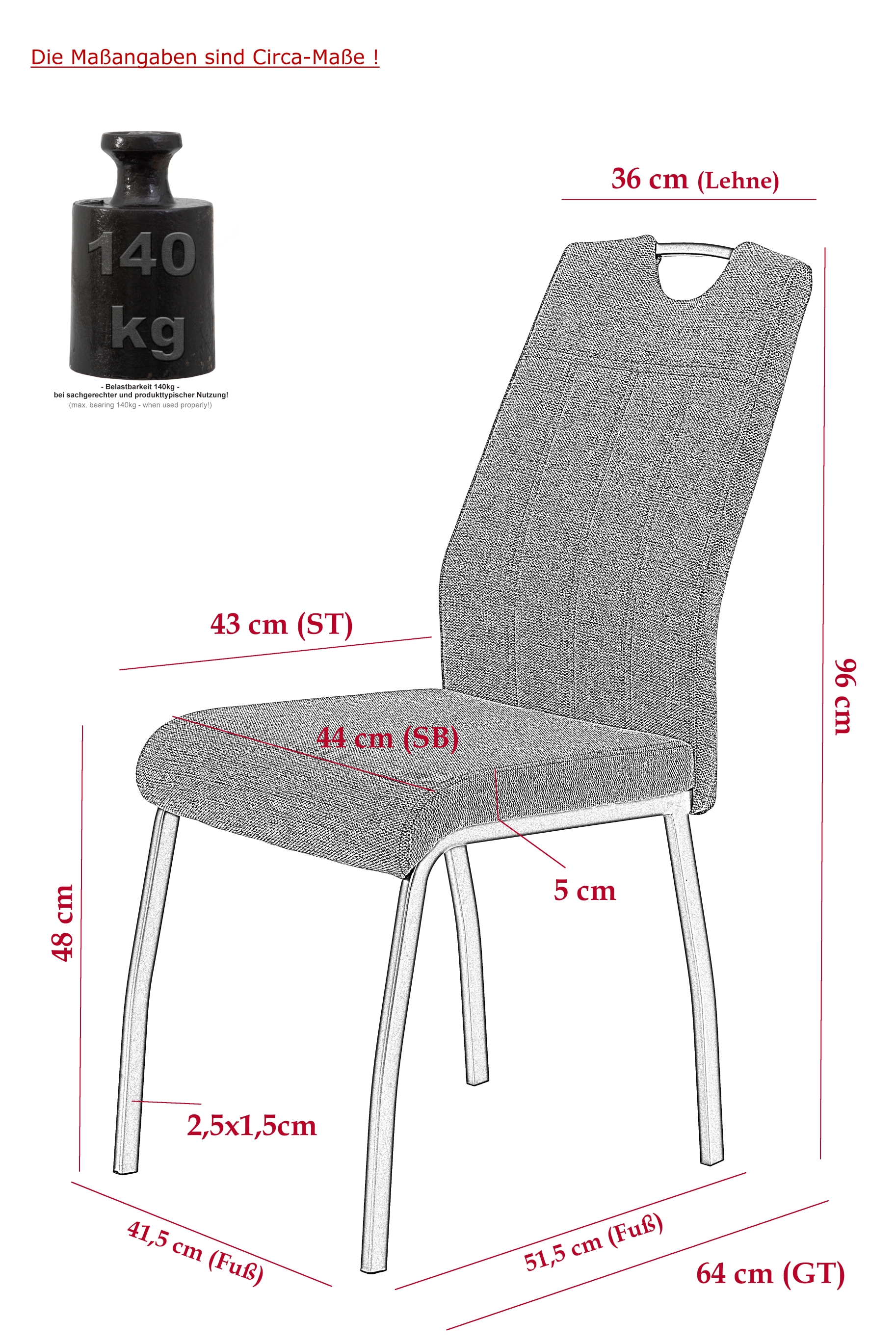 Vierfußstuhl, anthrazit - MyStyle 4035