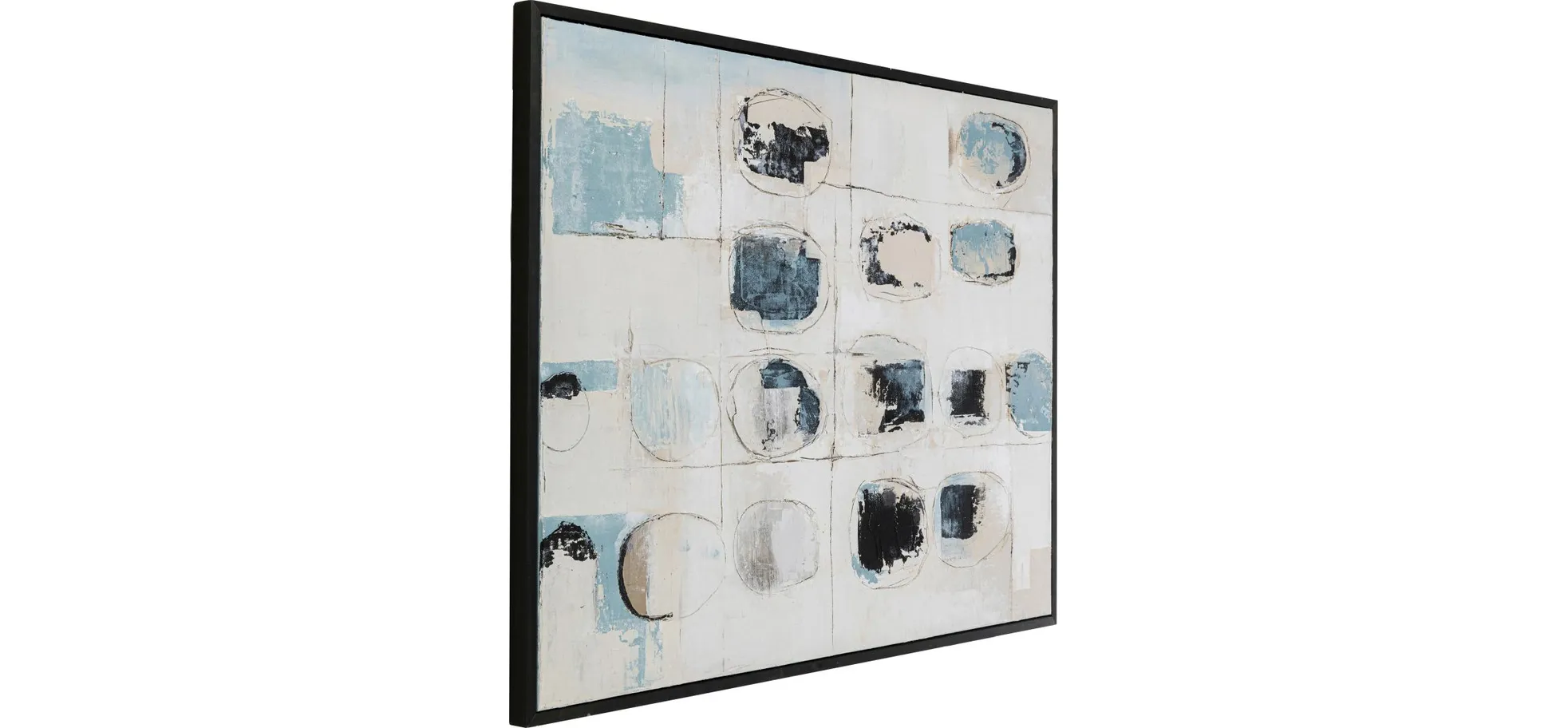 Gerahmtes Bild - LB ca. 120x160 cm, Grau, Blau