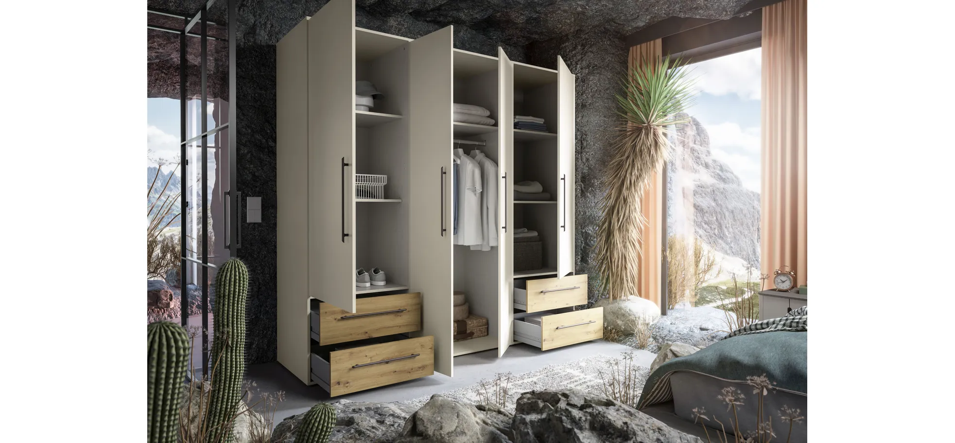 Drehtürenschrank, Dekor sand - Fathie