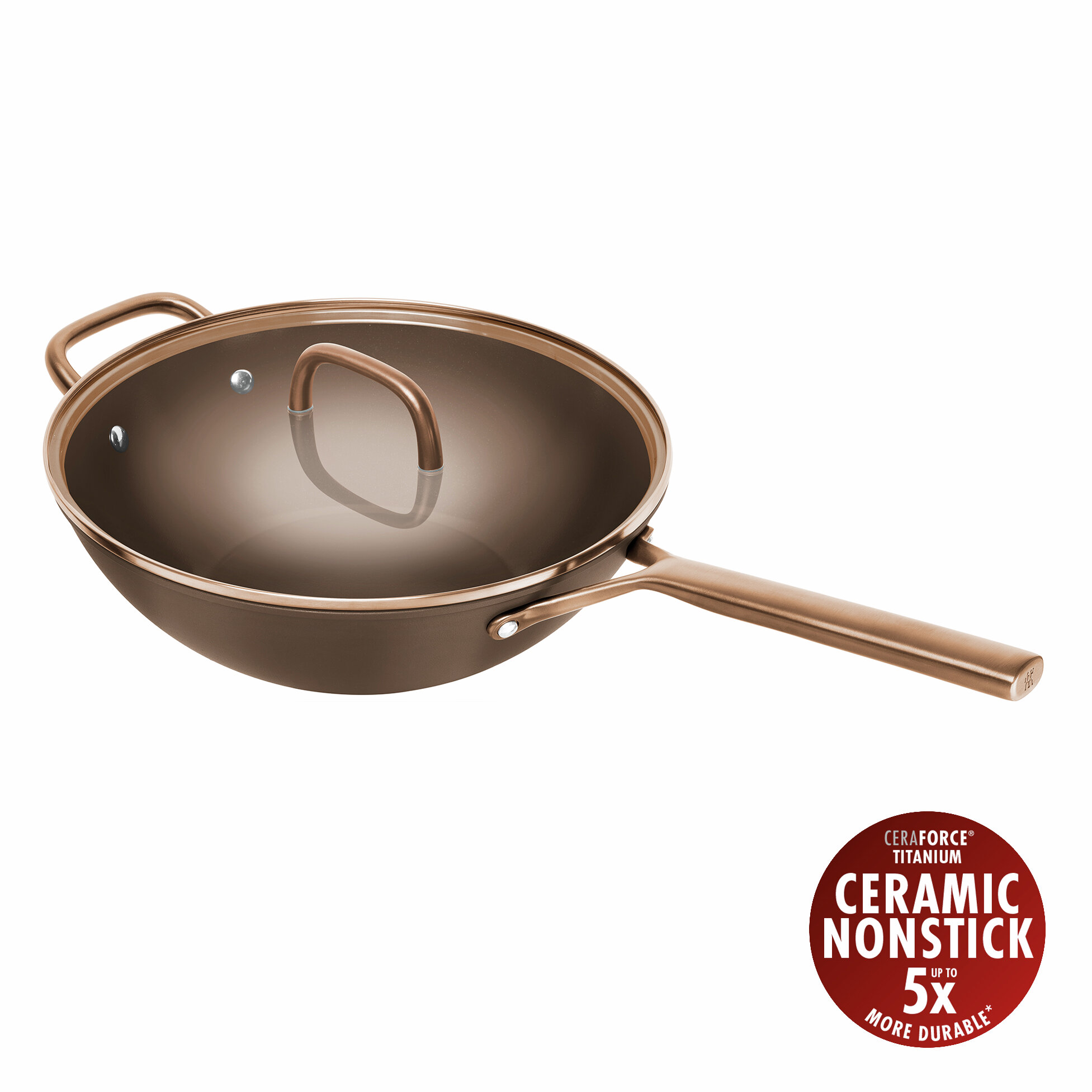 Wok mit Glasdeckel 30 cm, Aluminium - Milano