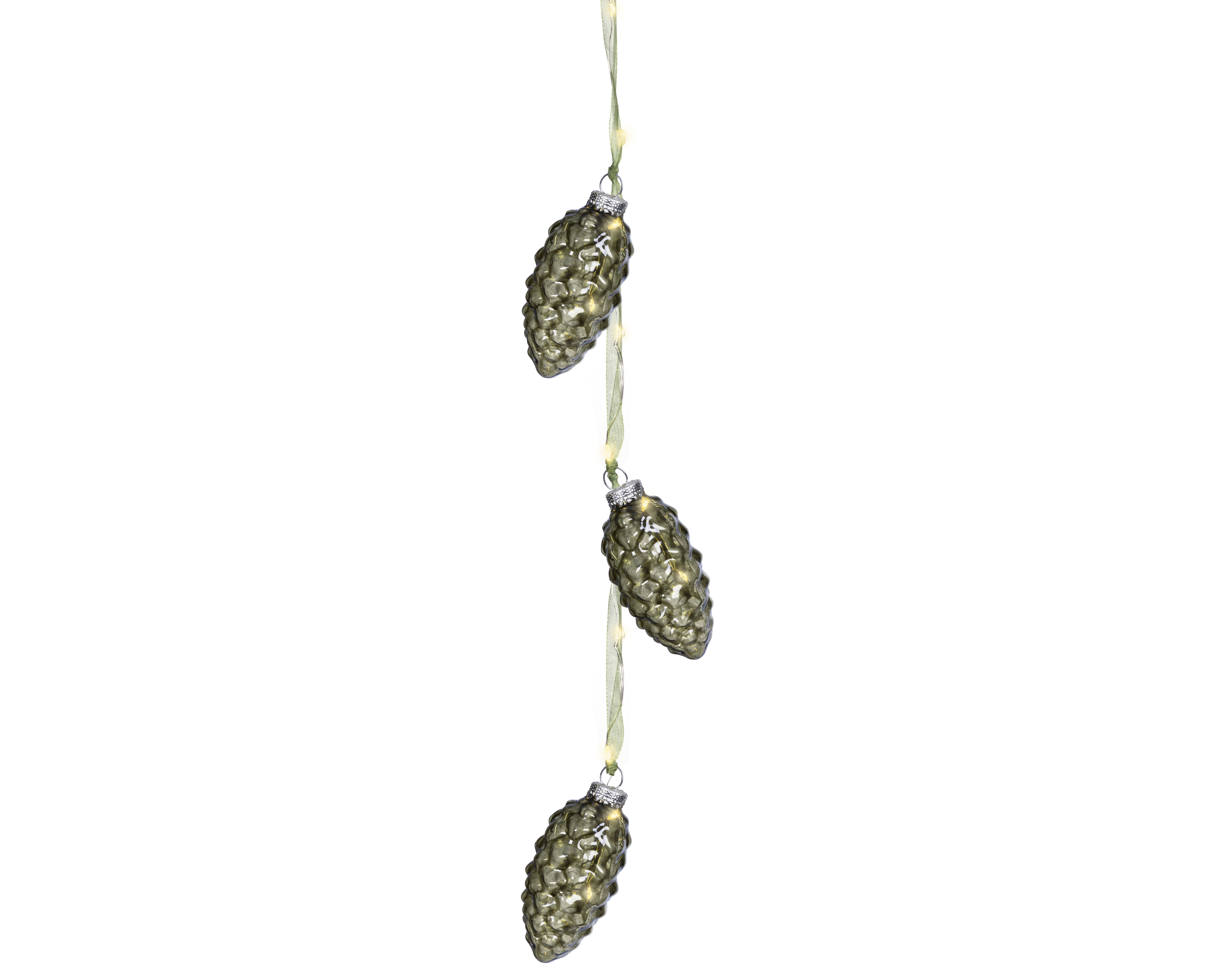 Micro LED Bündel Zapfen - grün/warmes weiss, Glas, L5.70-W5.70-H28cm-15L