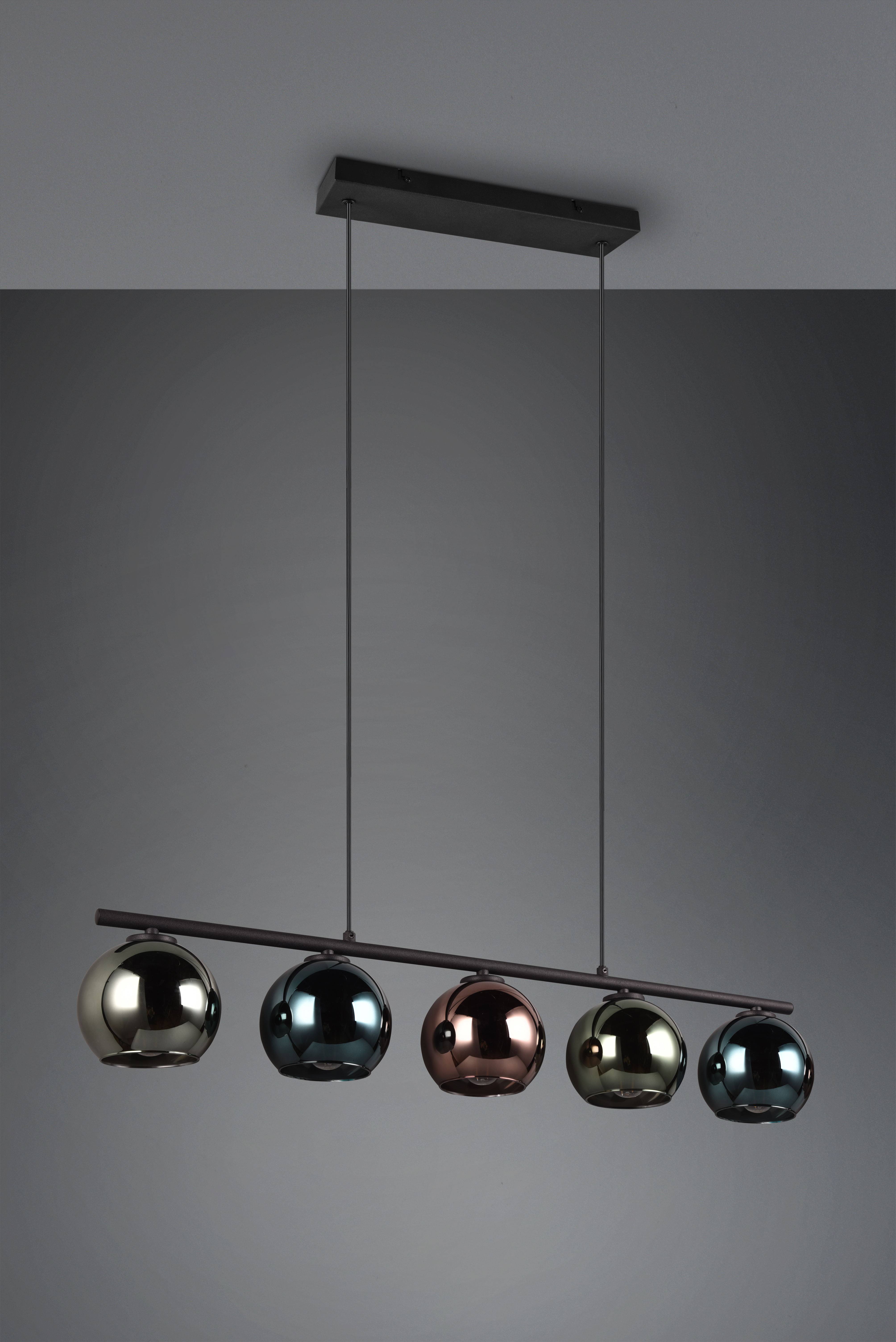 Pendelleuchte Sheldon - 5flg., Metall/multicolor, ca.83 x Höhe max: 150 cm