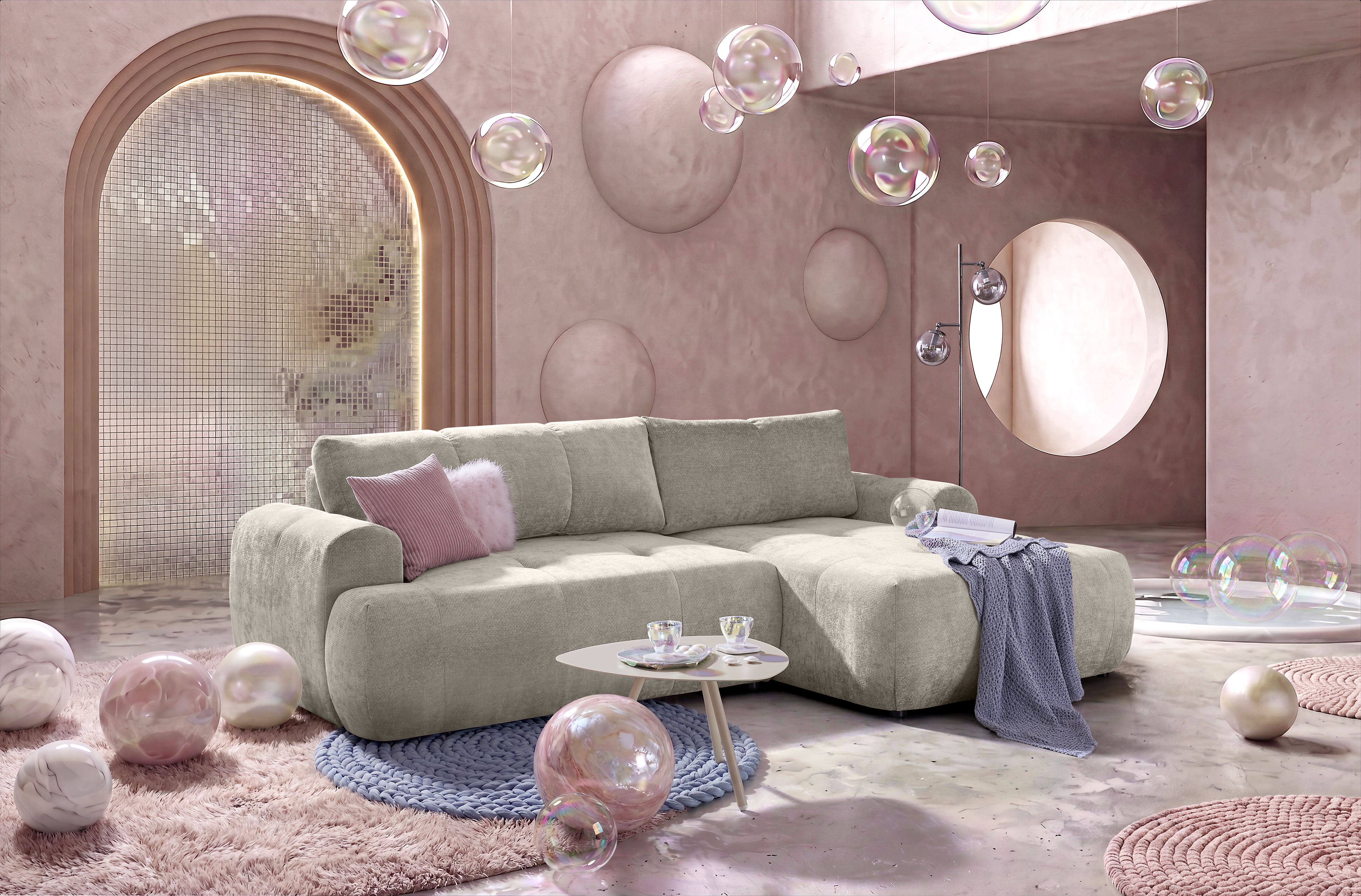 Ecksofa, beige - Saly
