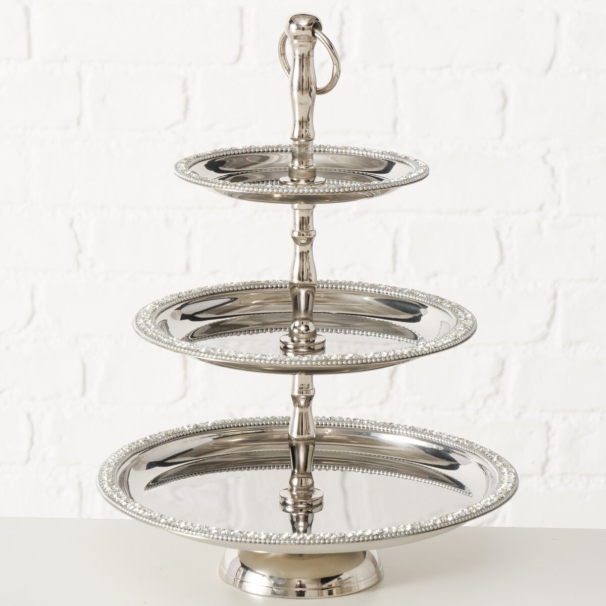 Etagere Brilli - H 34,00 cm, Edelstahl vernickelt, silber