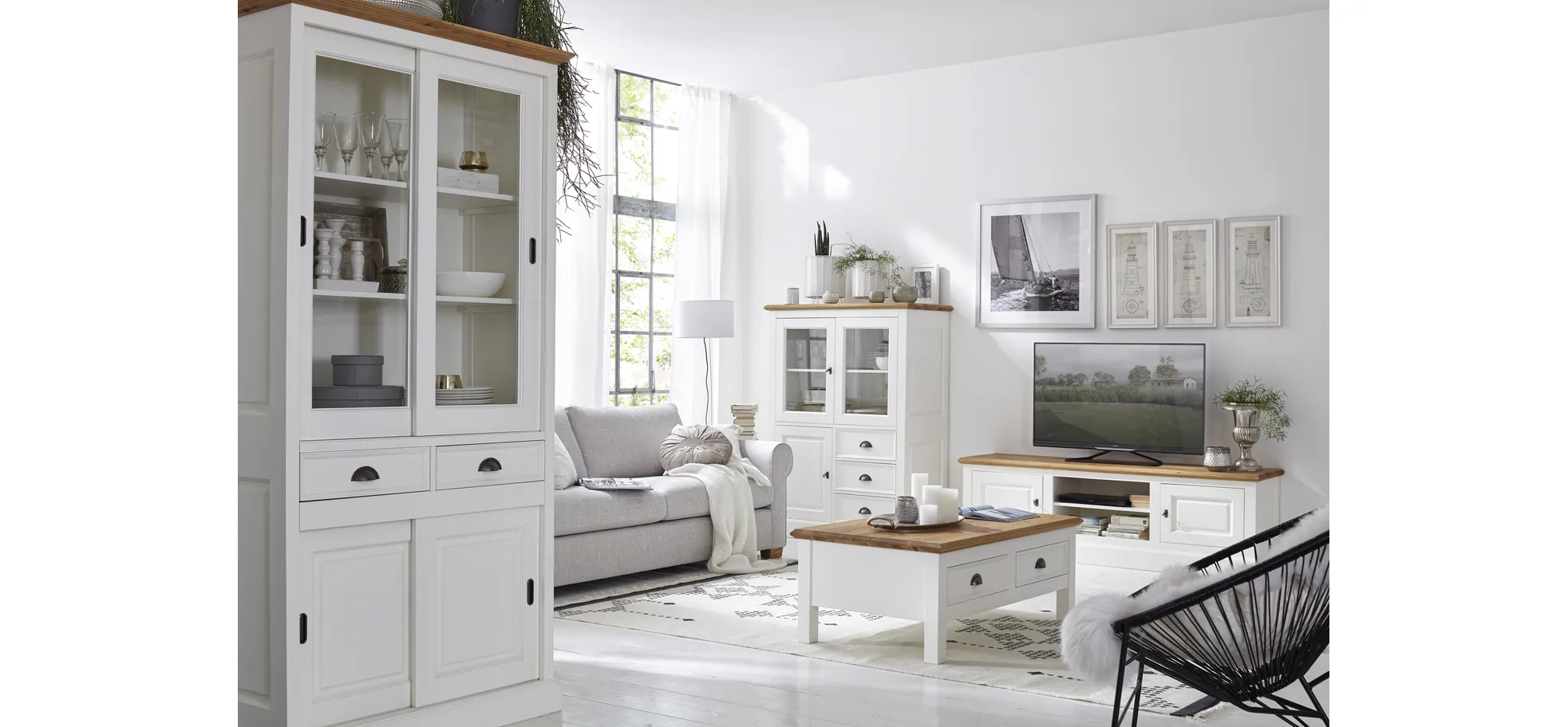 Couchtisch, weiß lackiert teilmassiv - Louisiana