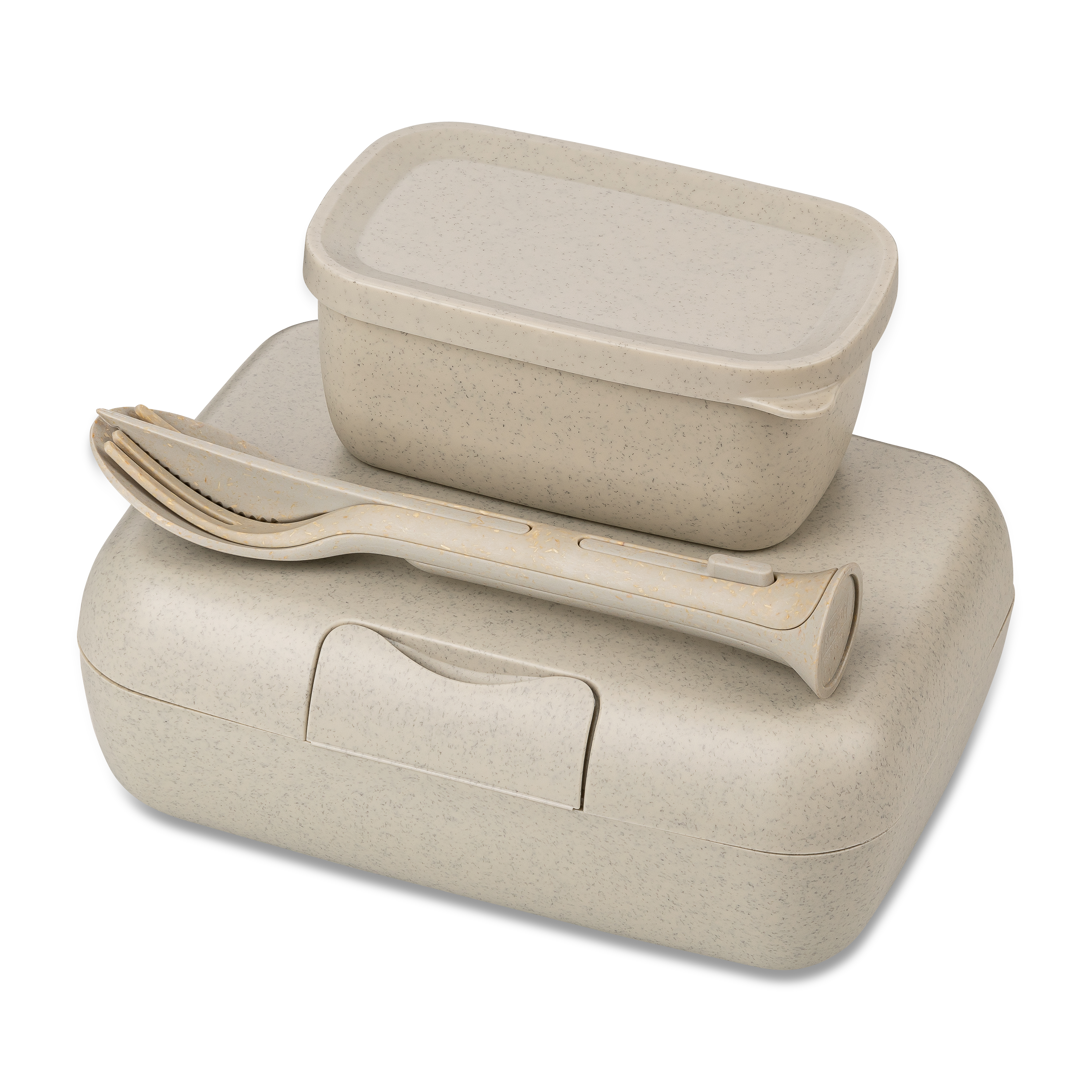 Lunchbox-Set inkl. Besteck-Set, nature desert sand - Umweltfreundlich, Lebensmittelecht,100%CO2-neutral