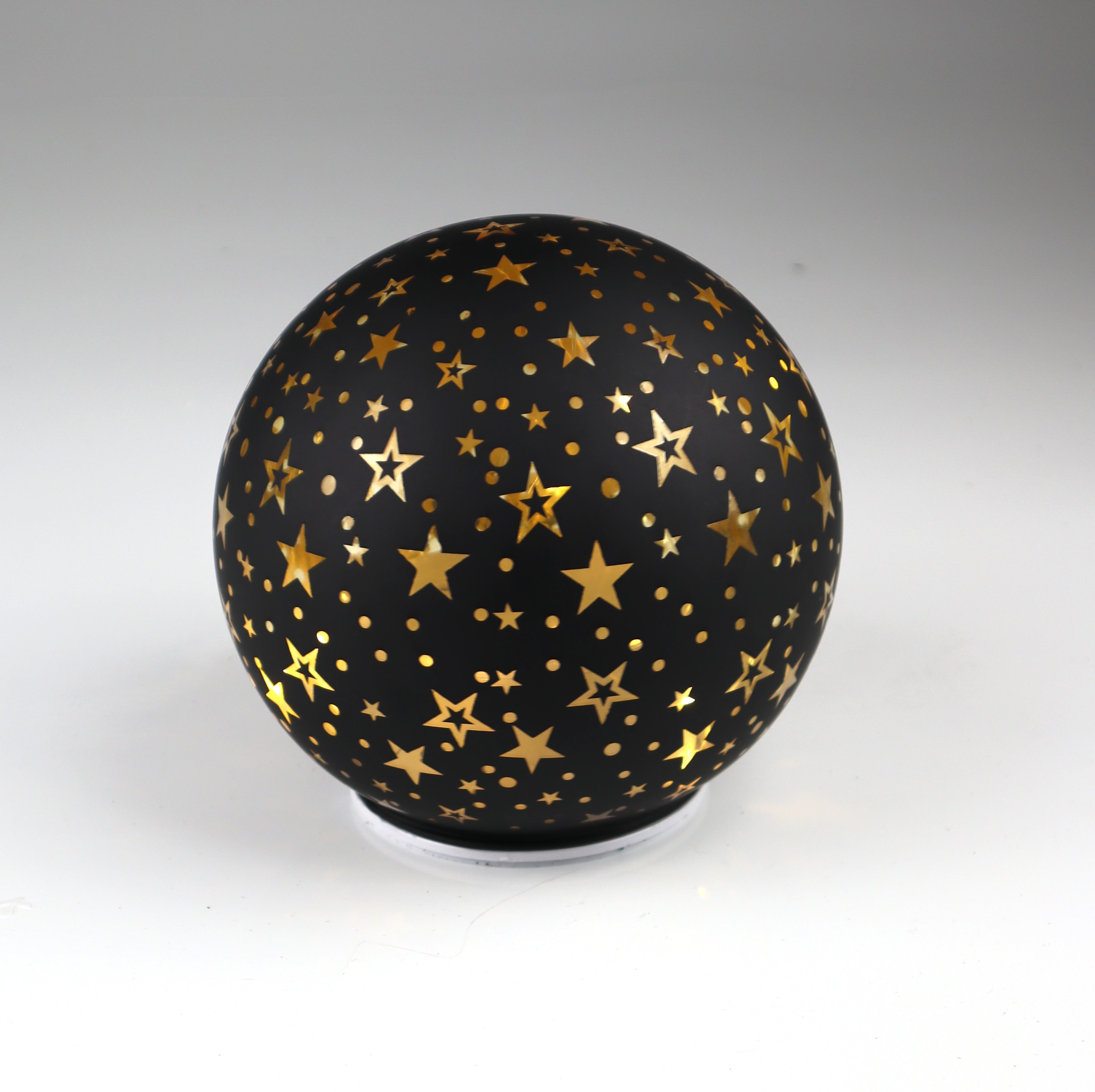 LED Kugel Sterne - drehend, funkelnd, schwarz, 12cm