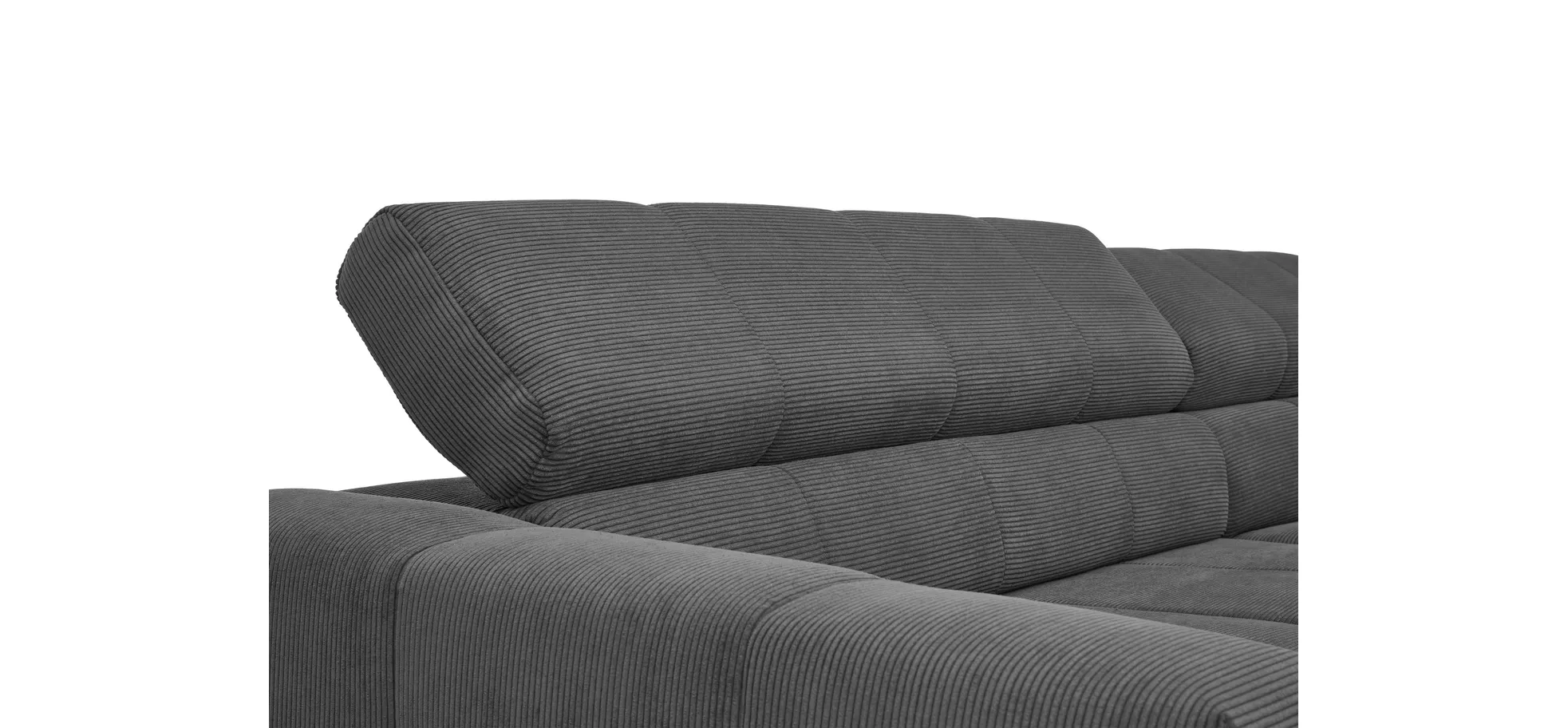  Ecksofa COLLEEN - 2-Sitzer mit Ecke rechts, Sitzvorzug motorisch, Feincord, Anthrazit