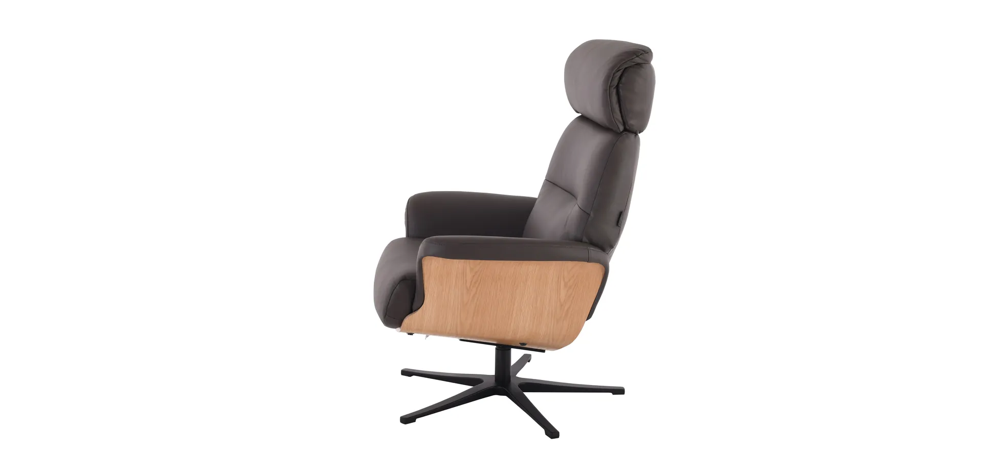 Relaxsessel mit Hocker, Leder dunkelbraun - Moani